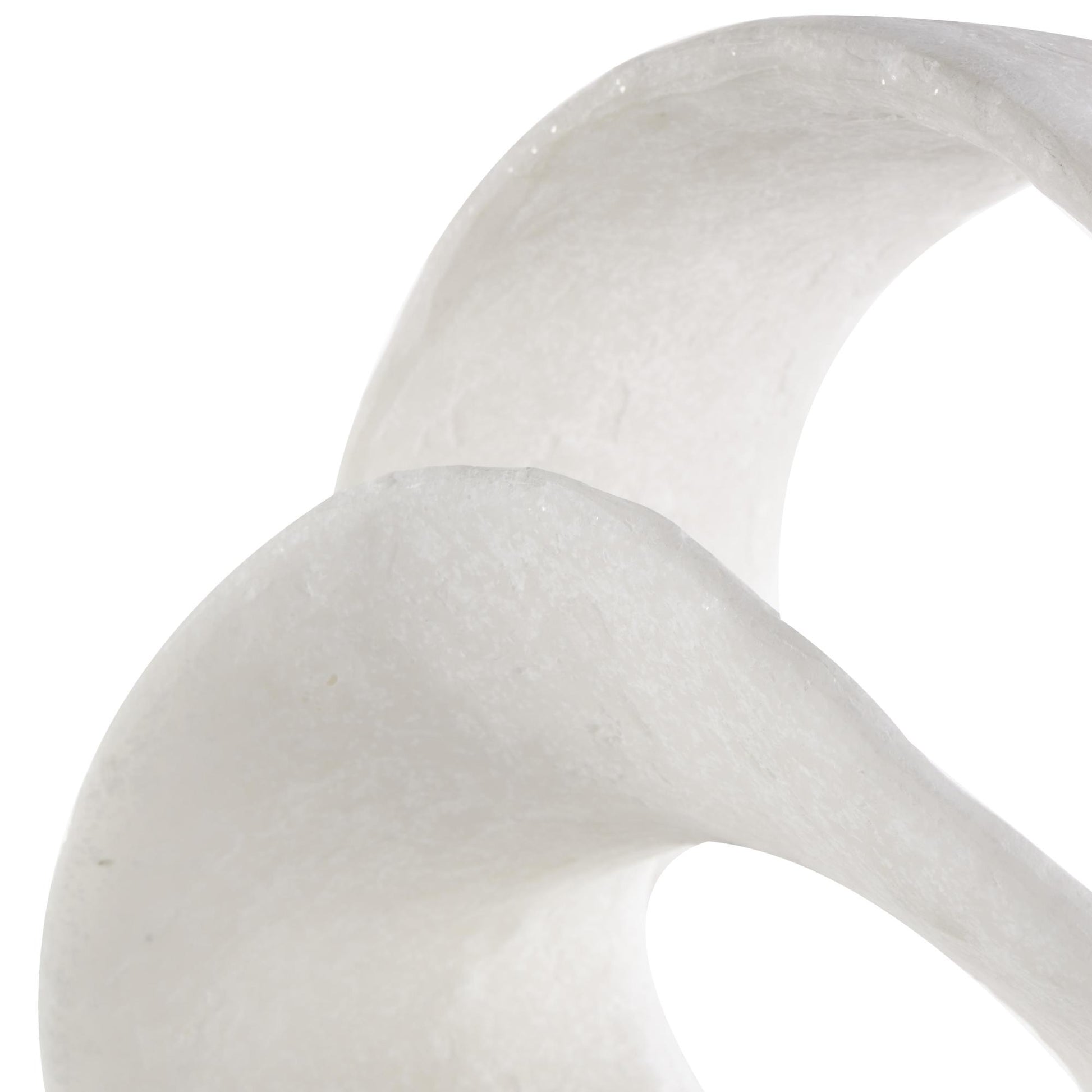 Abstract White Polystone Textured Wave Decorative Sculpture with Elevated Base