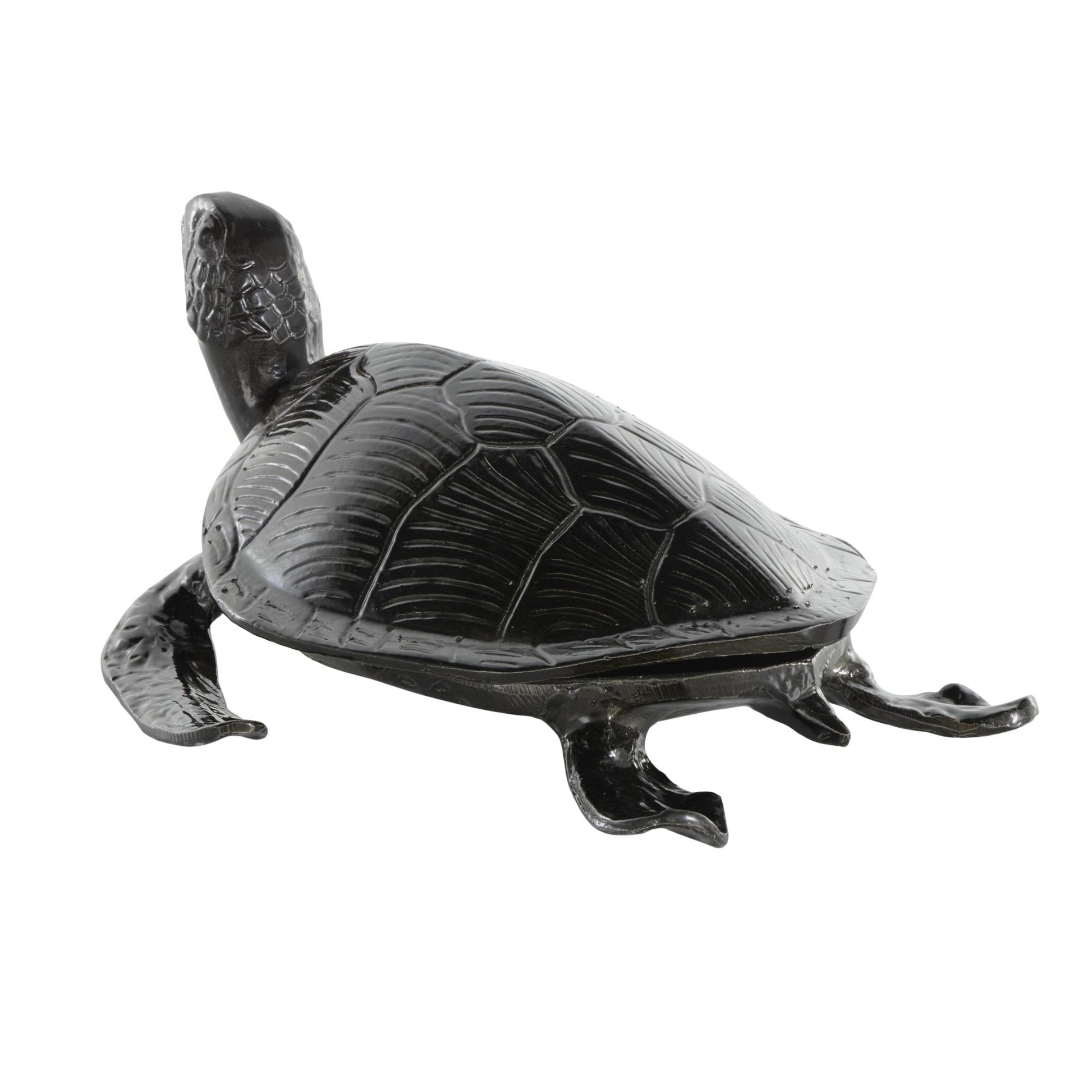 Sea Turtle Black Aluminum Metal Carved Decorative Sculpture