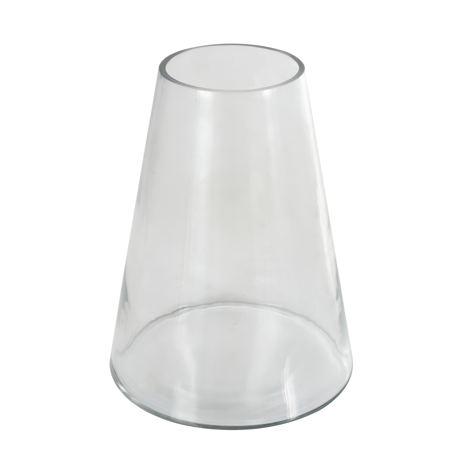 Clear Glass Cone Shaped Decorative Vase