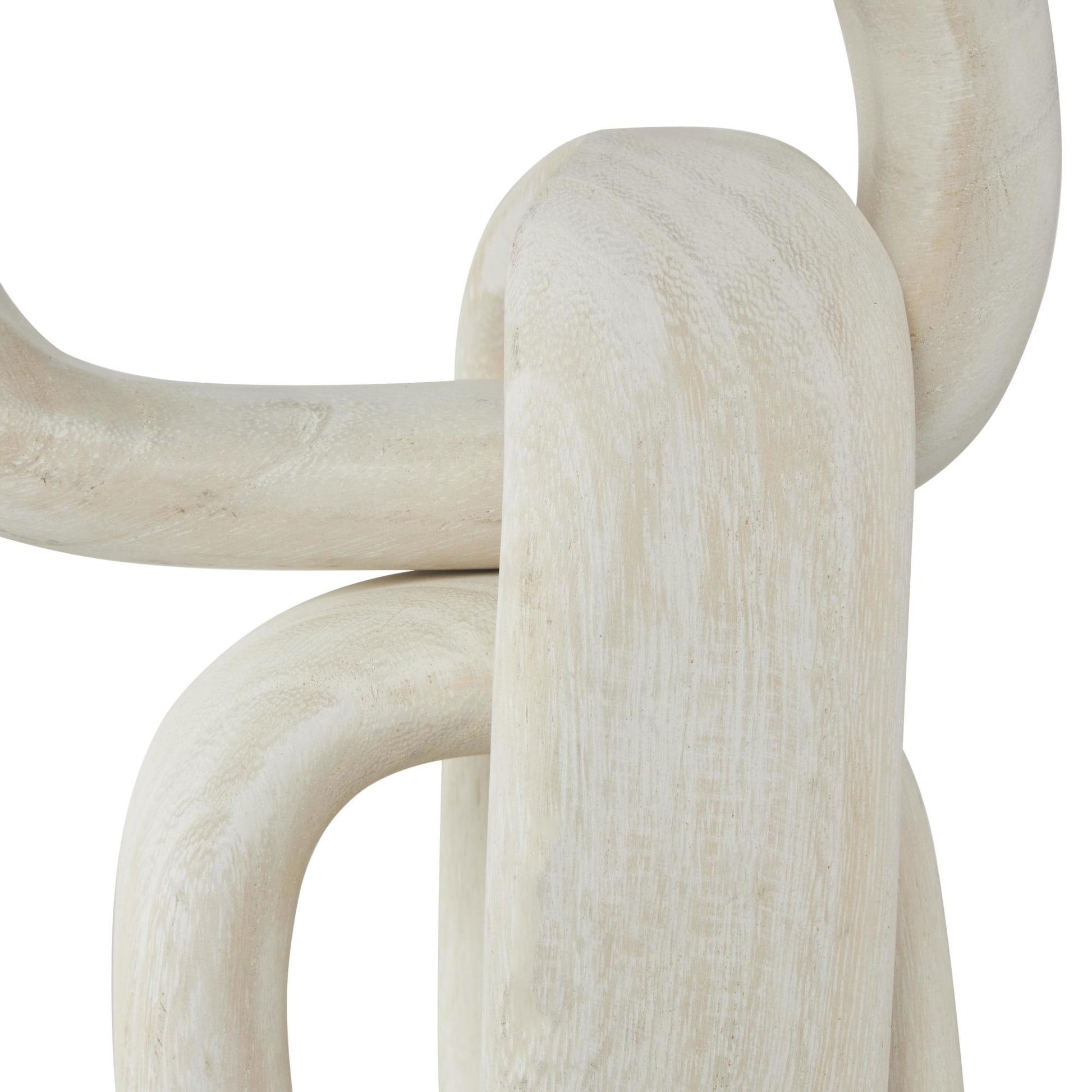 Chain Cream Wood 4 Link Decorative Sculpture with Natural Wood Grains