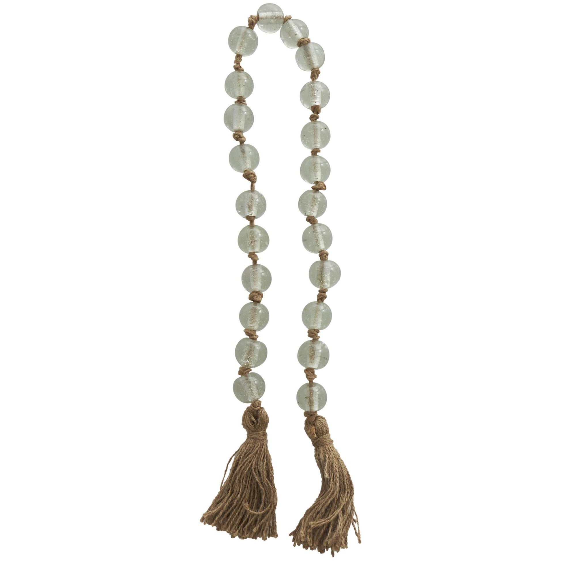 Glass Handmade Round Beaded Garland with Tassel with Knotted Brown Jute