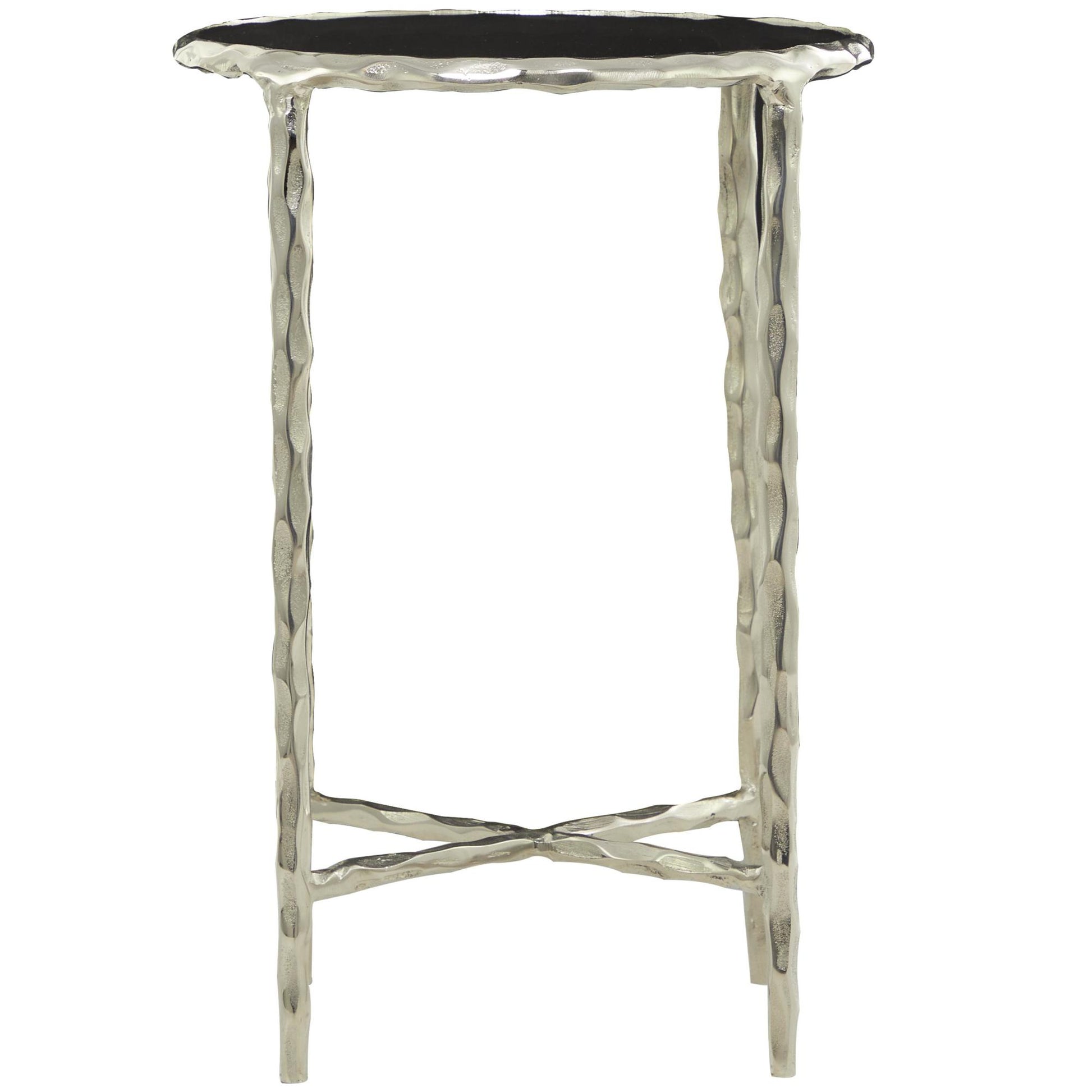 Aluminum Metal Side End Accent Table with Shaded Glass Top