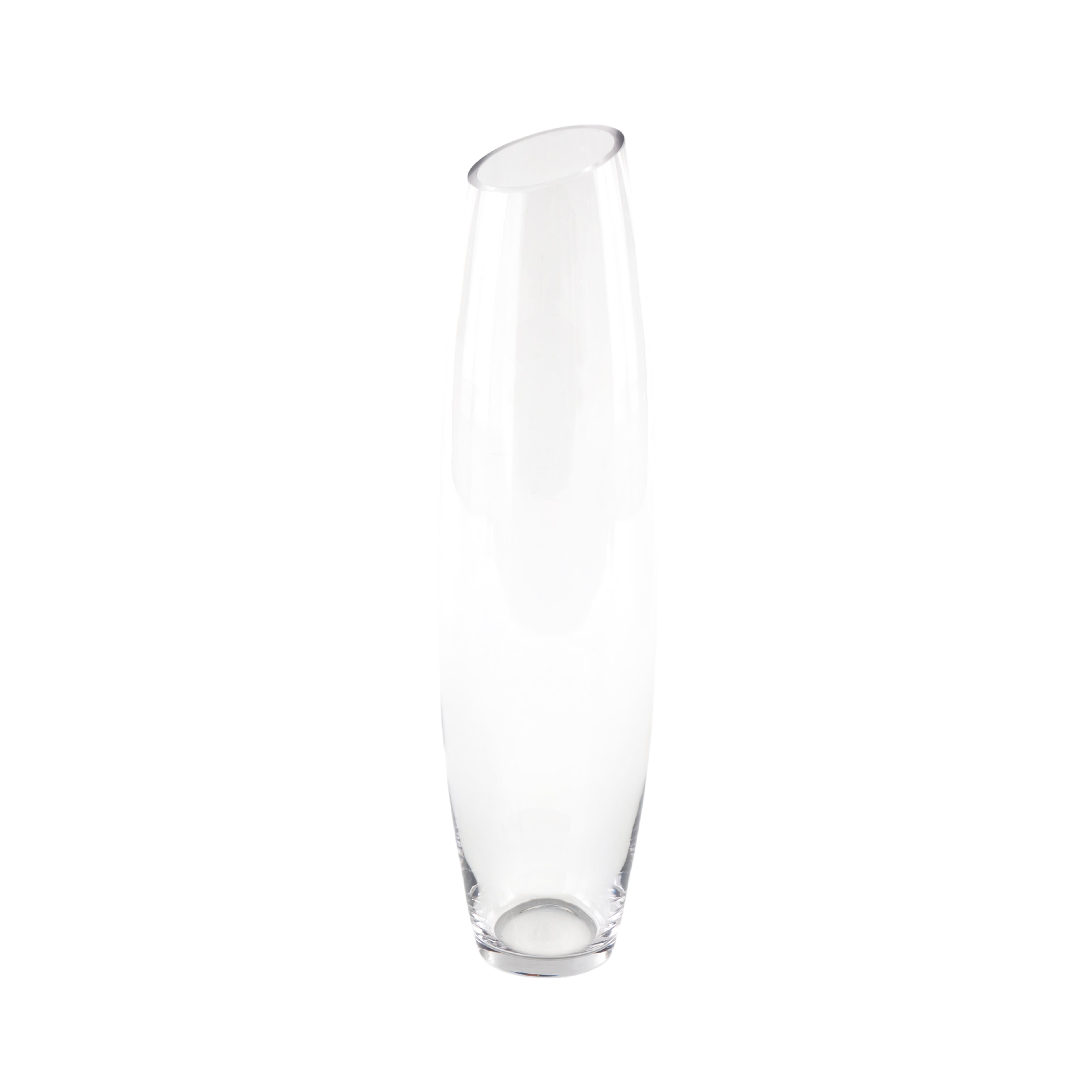 Clear Glass Tall Slanted Decorative Vase