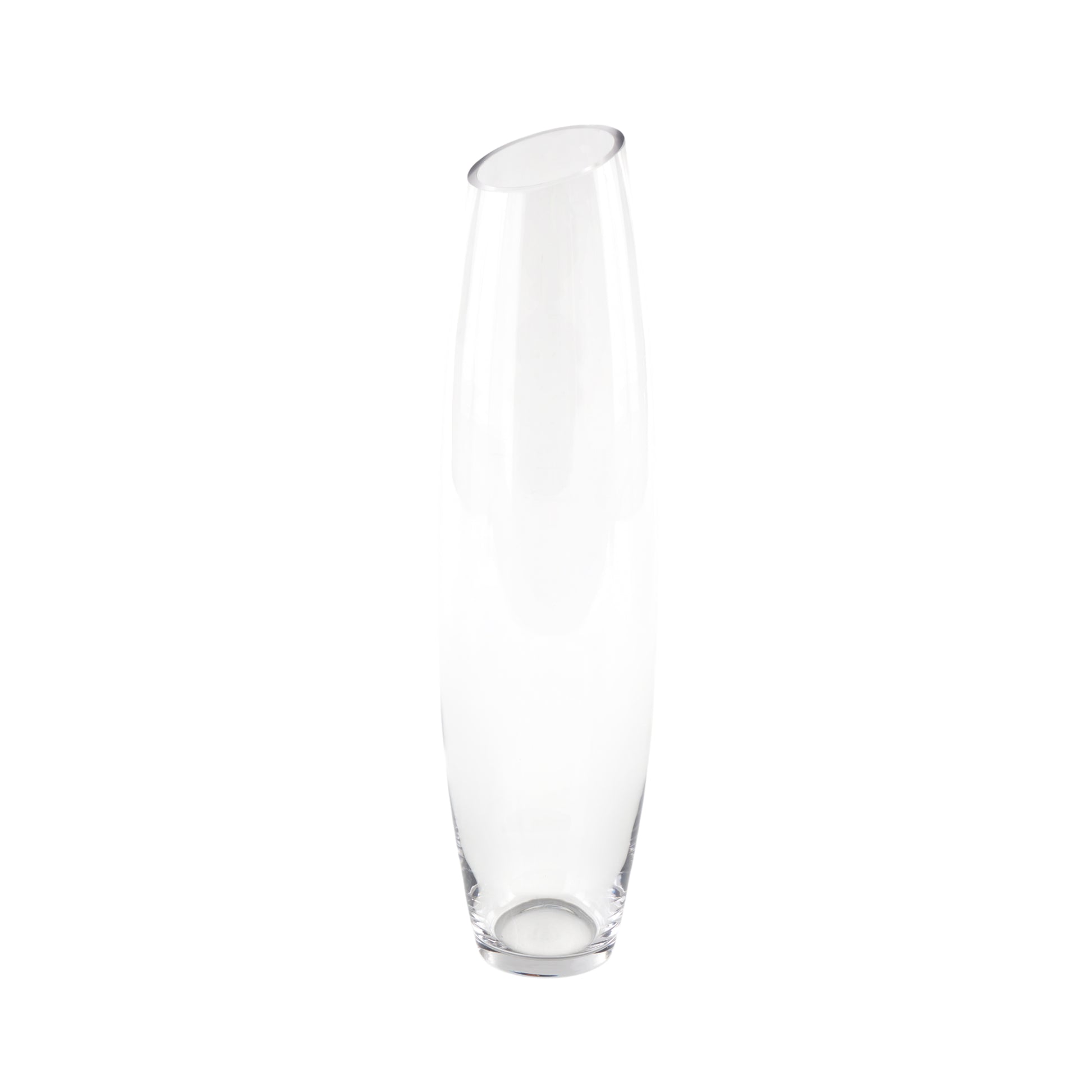 Clear Glass Tall Slanted Decorative Vase