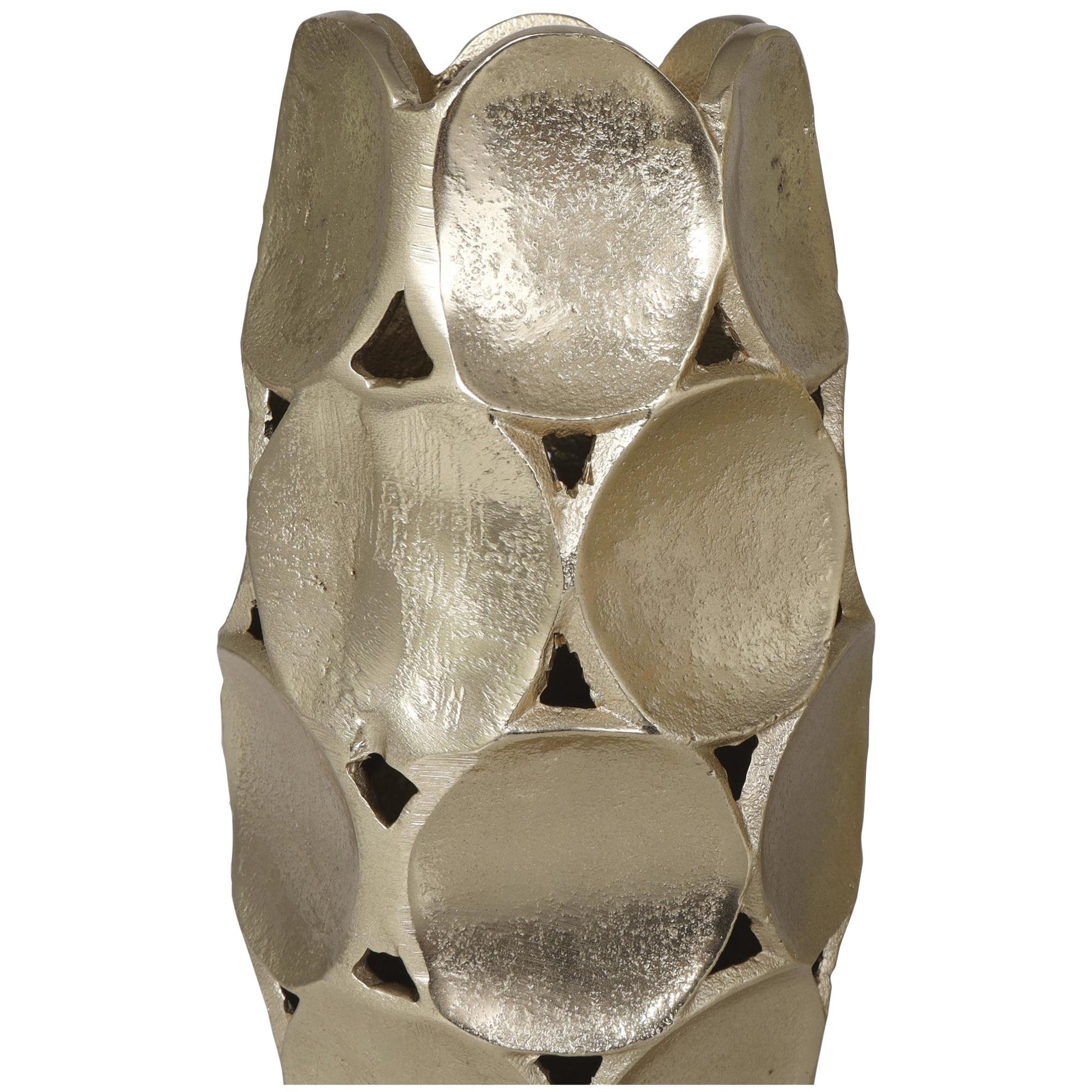 Set of 2 Geometric Aluminum Metal Open Framed Decorative Vase with Circular Plates