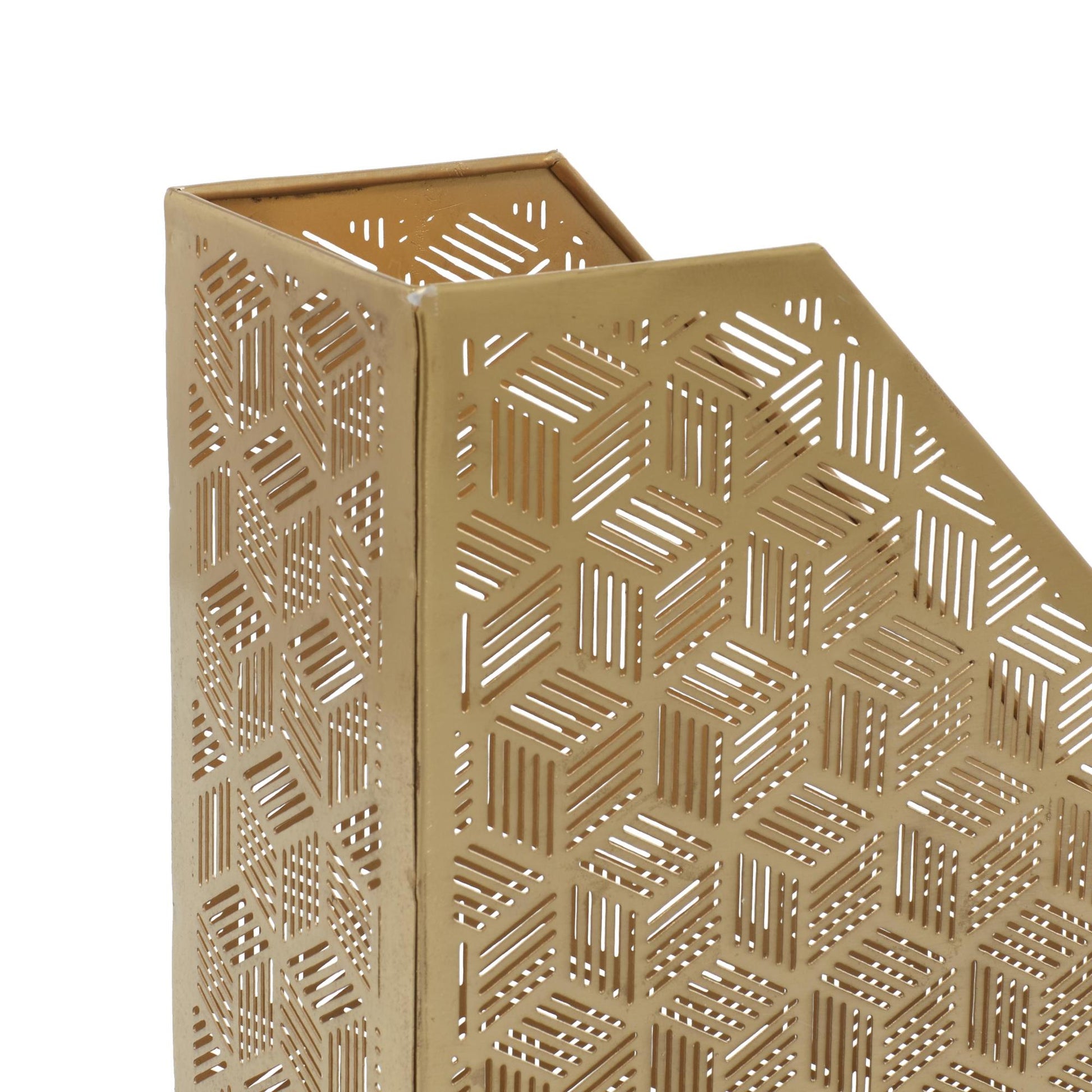 CosmoLiving by Cosmopolitan Floral Metal Single Slot Decorative Magazine Holder with Laser Carved Design