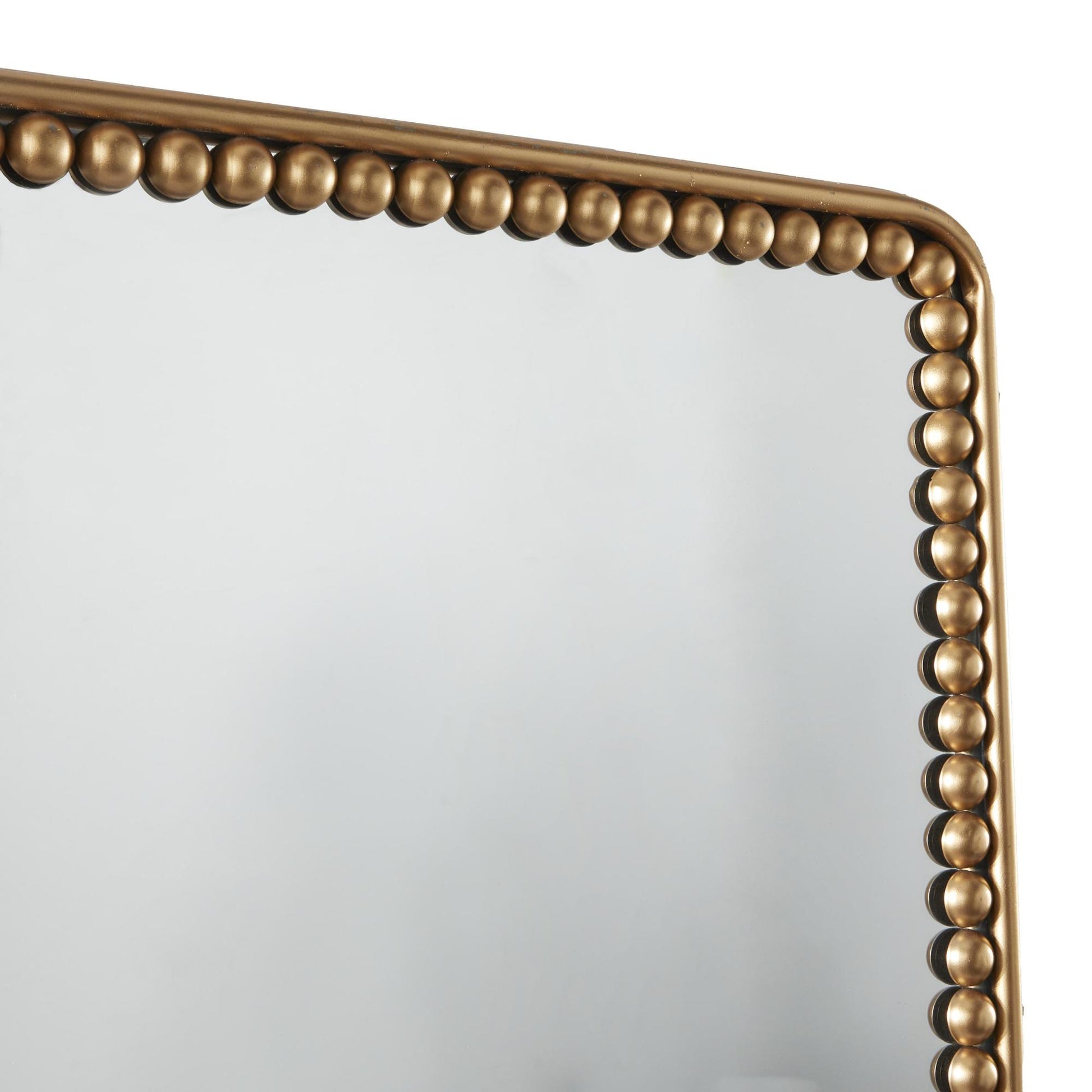 Gold Metal Rectangular Beaded Room Wall Mirror