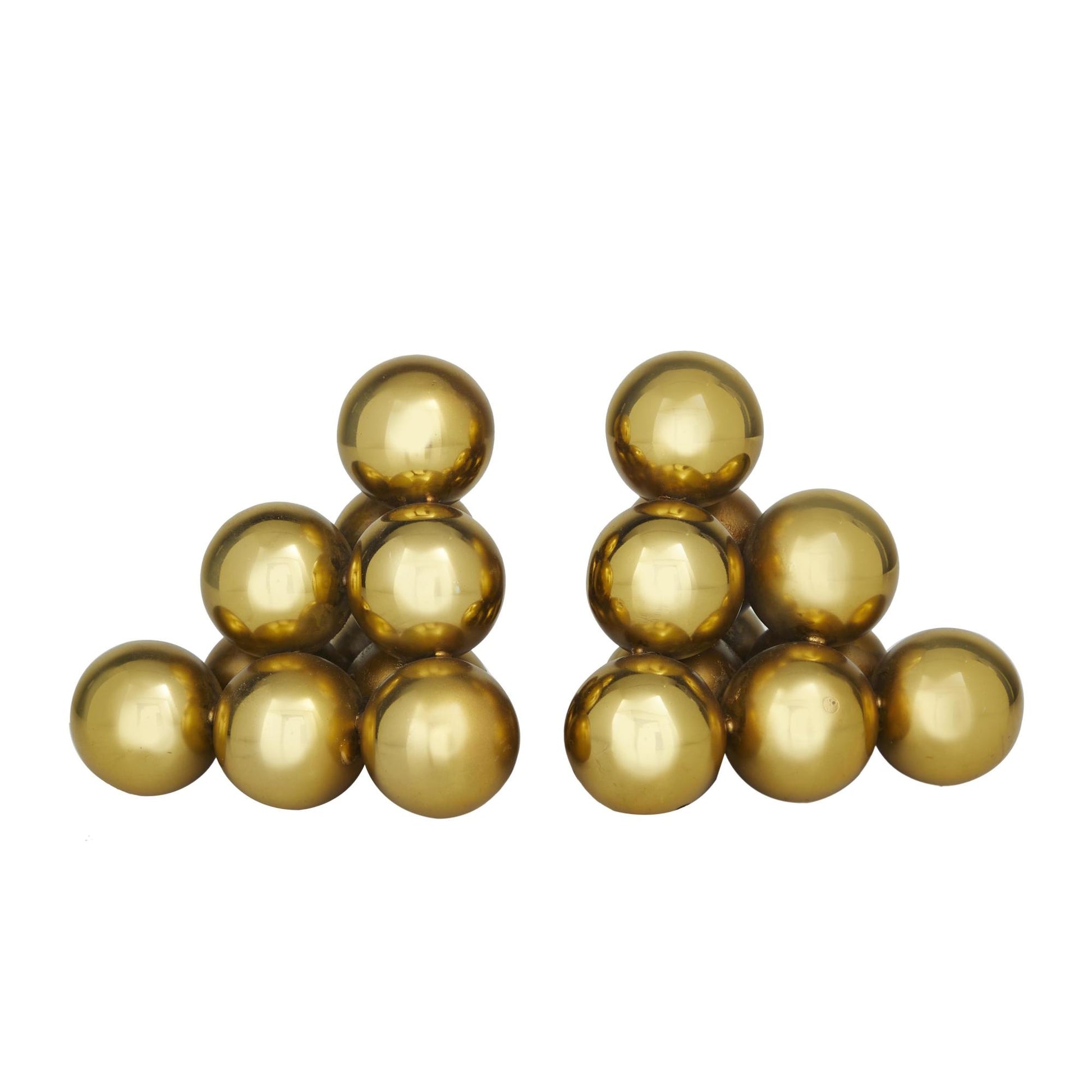 Set of 2 Gold Stainless Steel Metal Stacked Orb Decorative Bookends