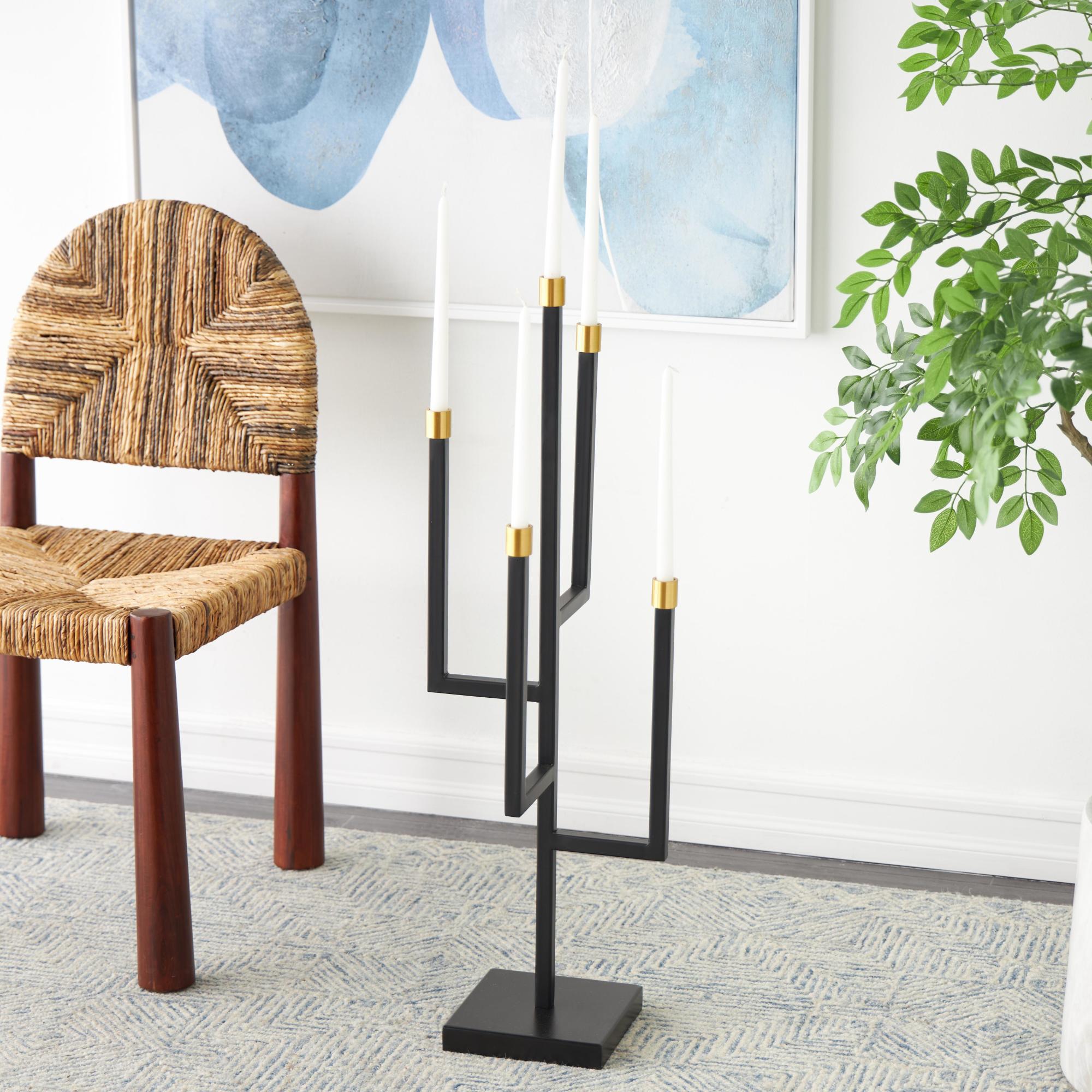 Black Metal 5 Candle Decorative Candelabra