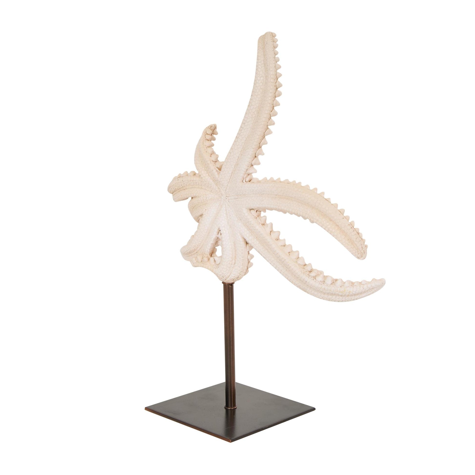 Starfish Pink Polystone Textured Decorative Sculpture with Copper Stand