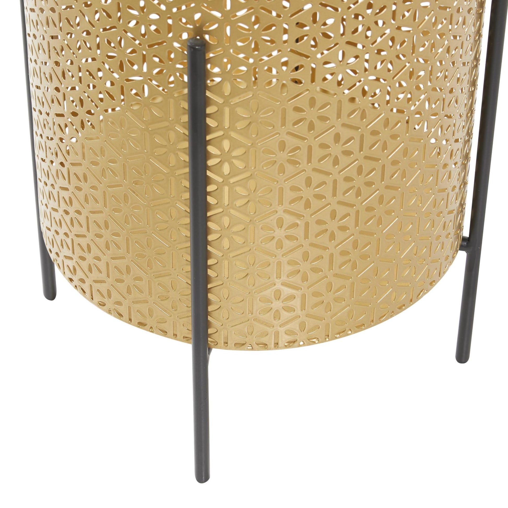CosmoLiving by Cosmopolitan Set of 2 Floral Metal Cutout Indoor Outdoor Planter with Removable Stand
