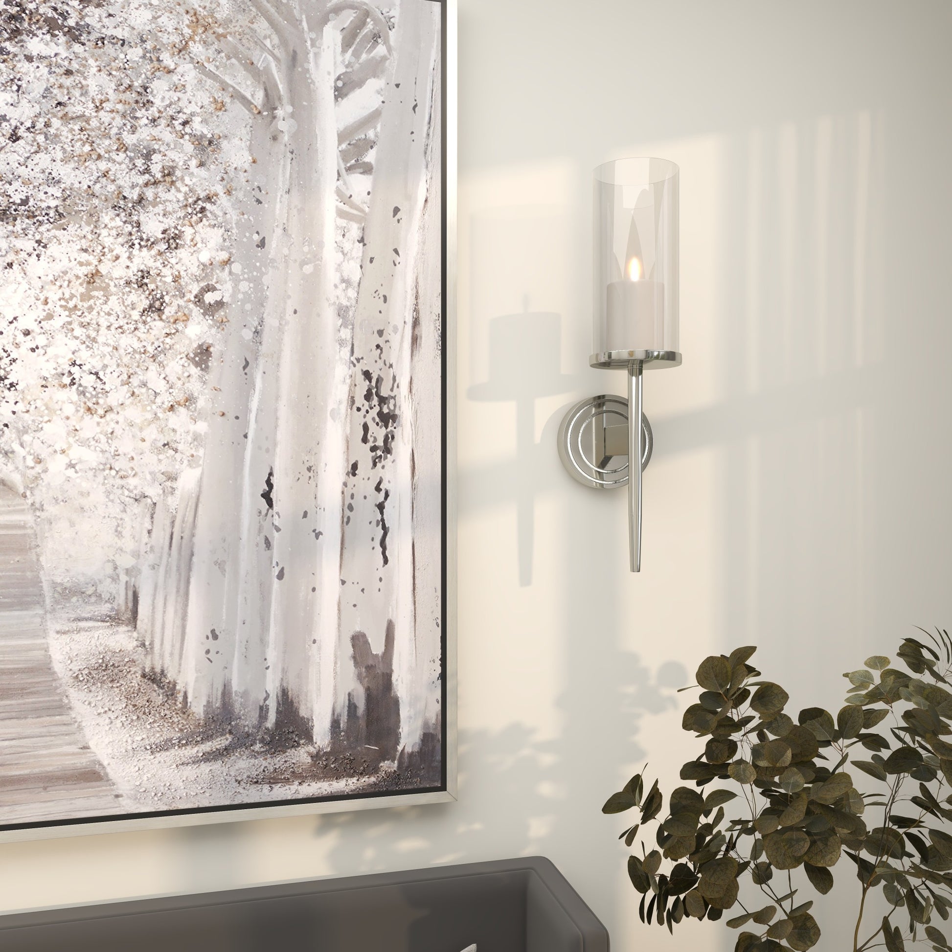 Aluminum Metal Single Candle Indoor Outdoor Wall Sconce with Glass Holder