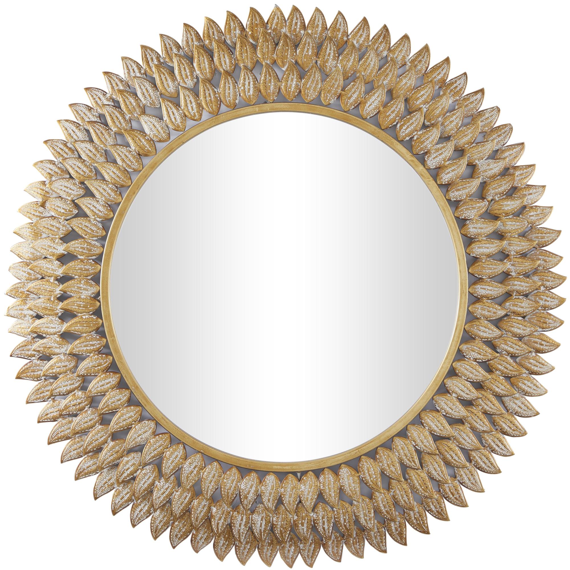 Leaf Gold Metal Radial Room Wall Mirror