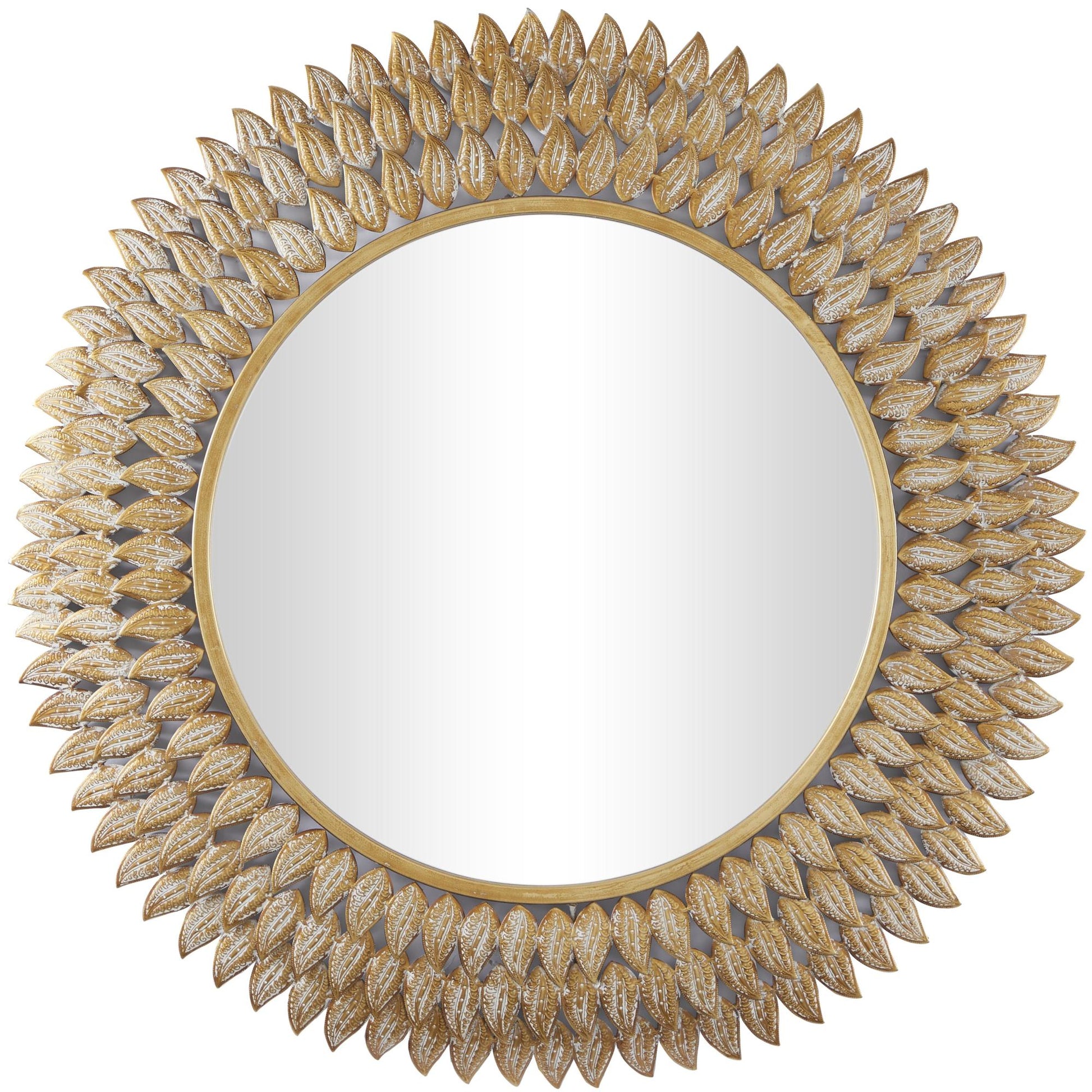 Leaf Gold Metal Radial Room Wall Mirror