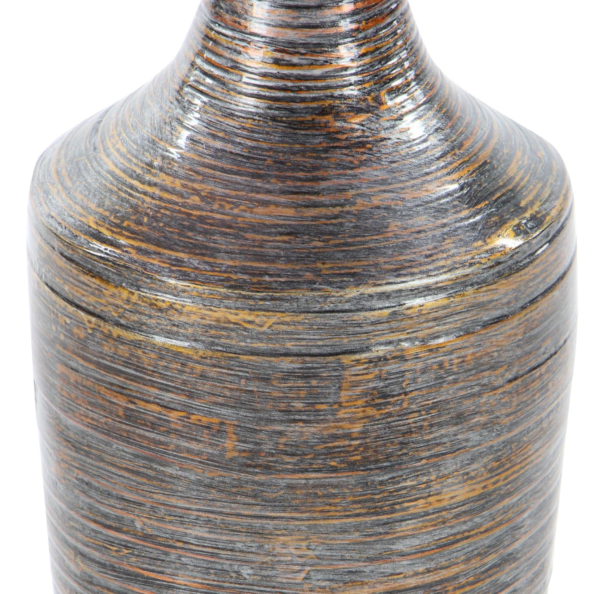 Dark Brown Bamboo Wood Tall Floor Decorative Vase with Lacquer