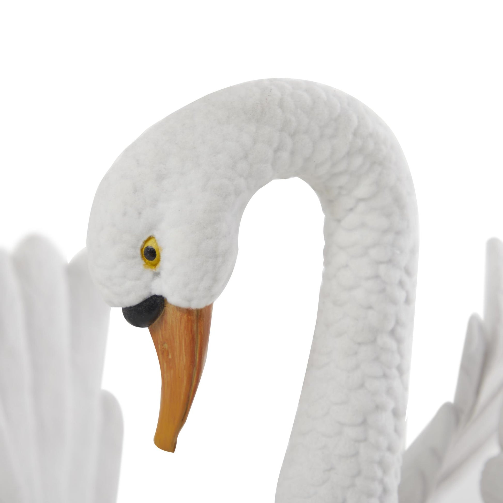 Set of 2 Swan White Resin Textured Decorative Garden Sculpture