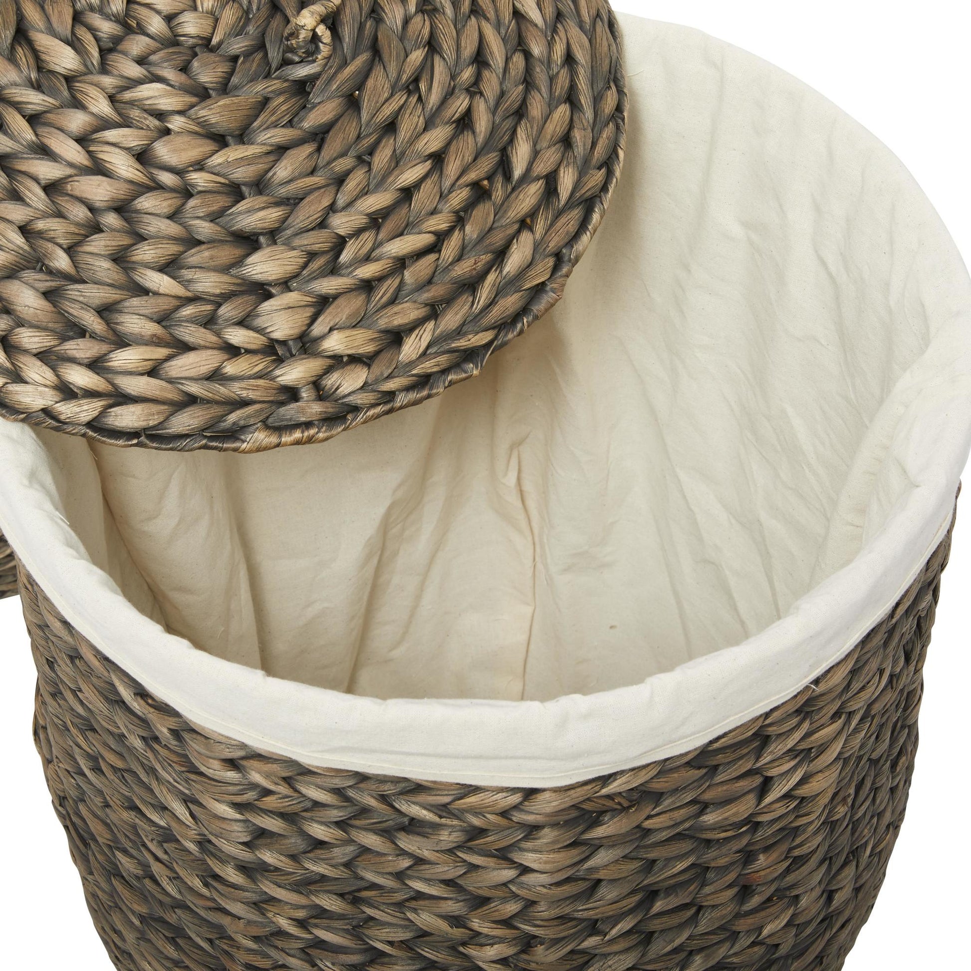 CosmoLiving by Cosmopolitan Set of 2 Seagrass Handmade Decorative and Functional Storage Basket with Liner and Matching Tops