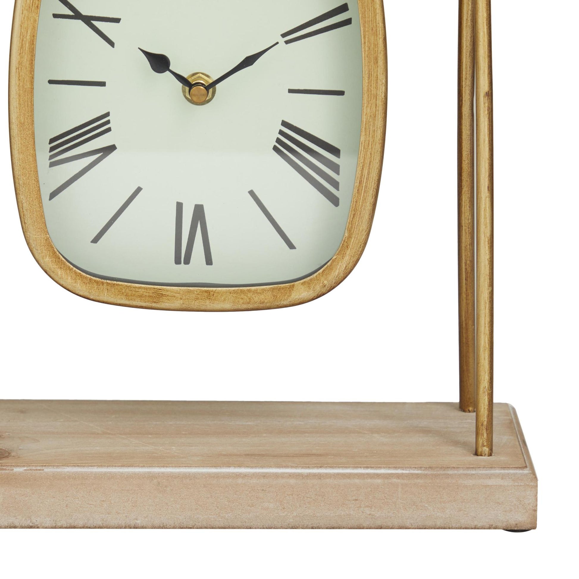 Gold Wood Pendulum Decorative Clock with Wood Base