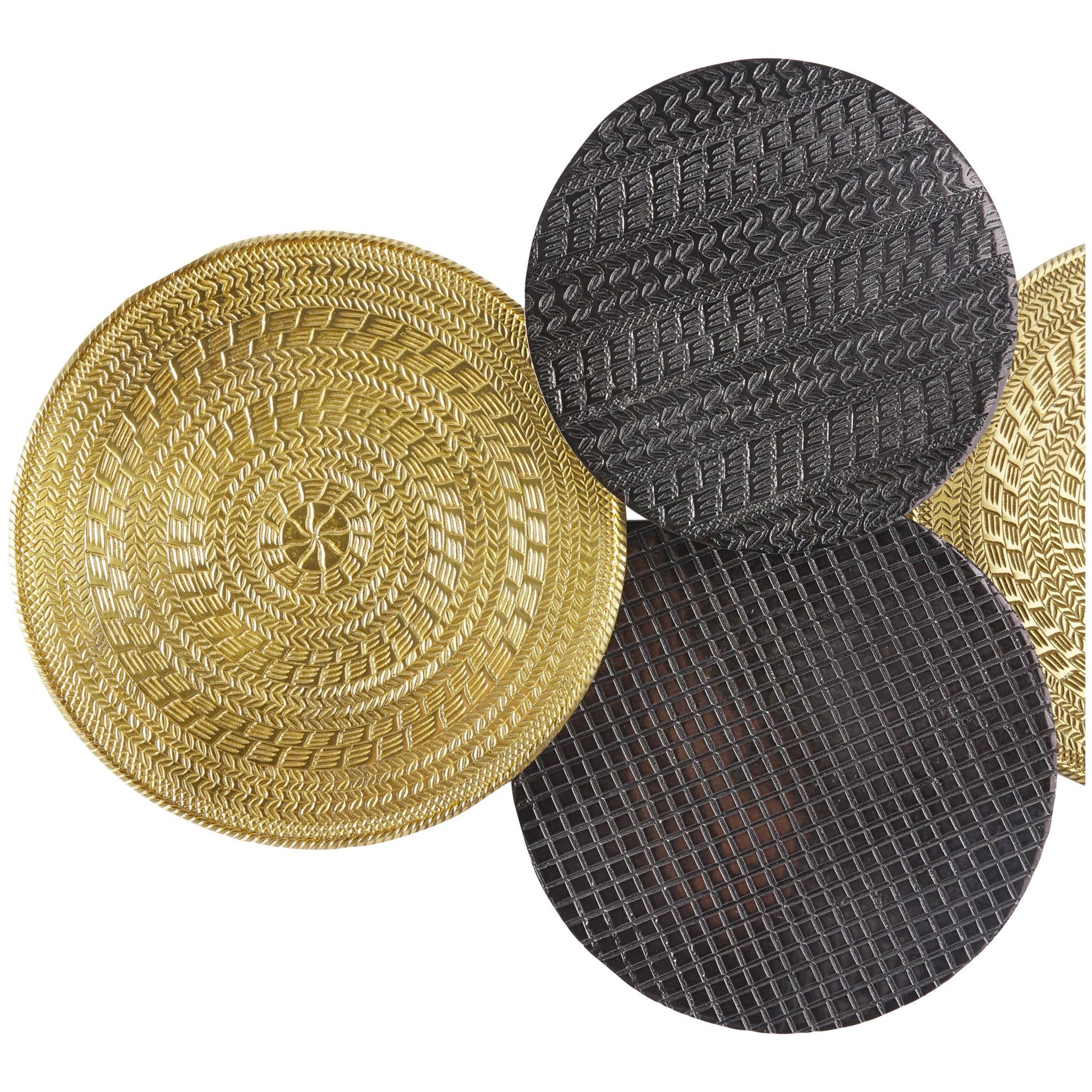 Plate Aluminum Metal Tribal Home Wall Decor with Textured Pattern