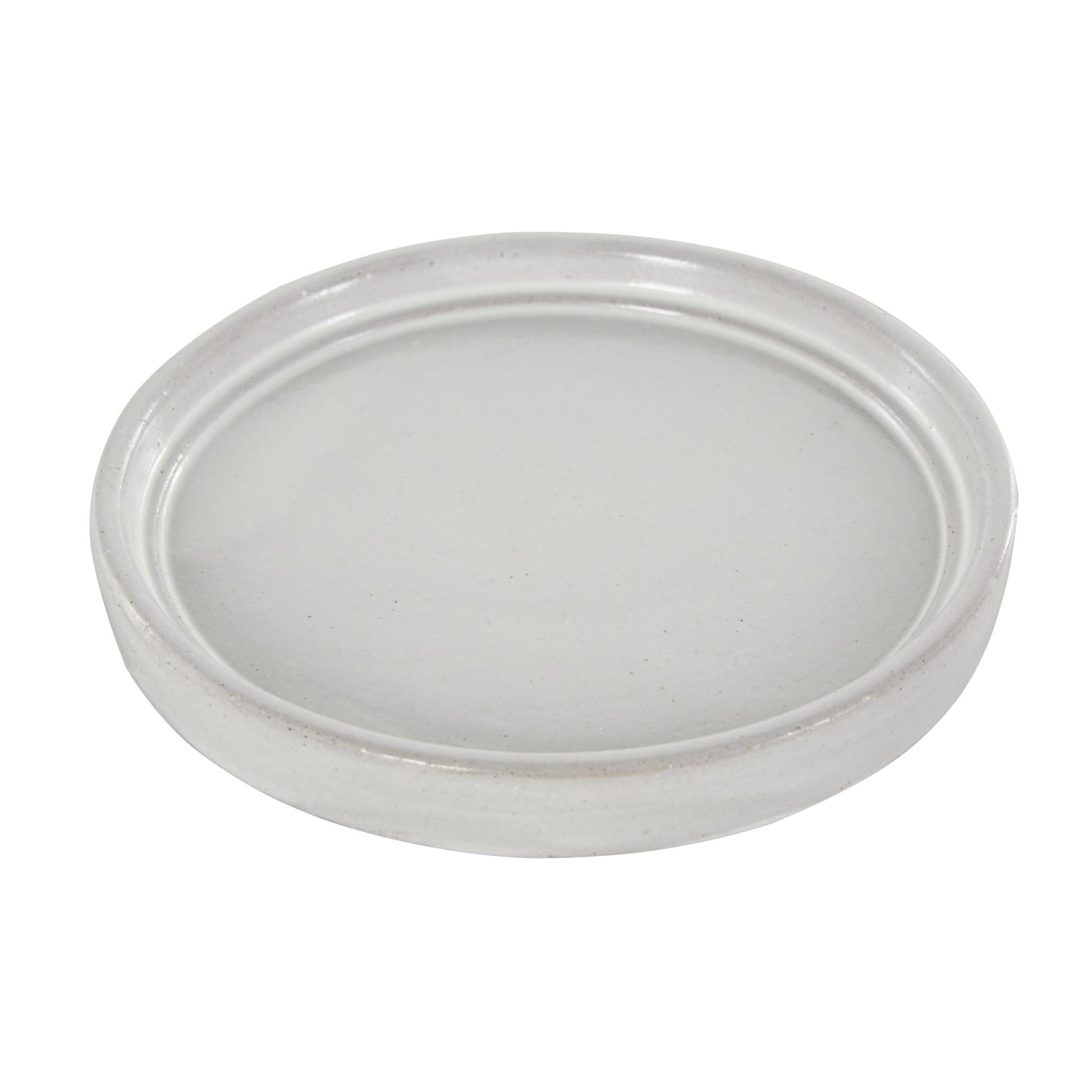 Set of 3 Brown Ceramic Polka Dot and Linear Patterned Indoor Outdoor Planter with White Accents and Base Tray