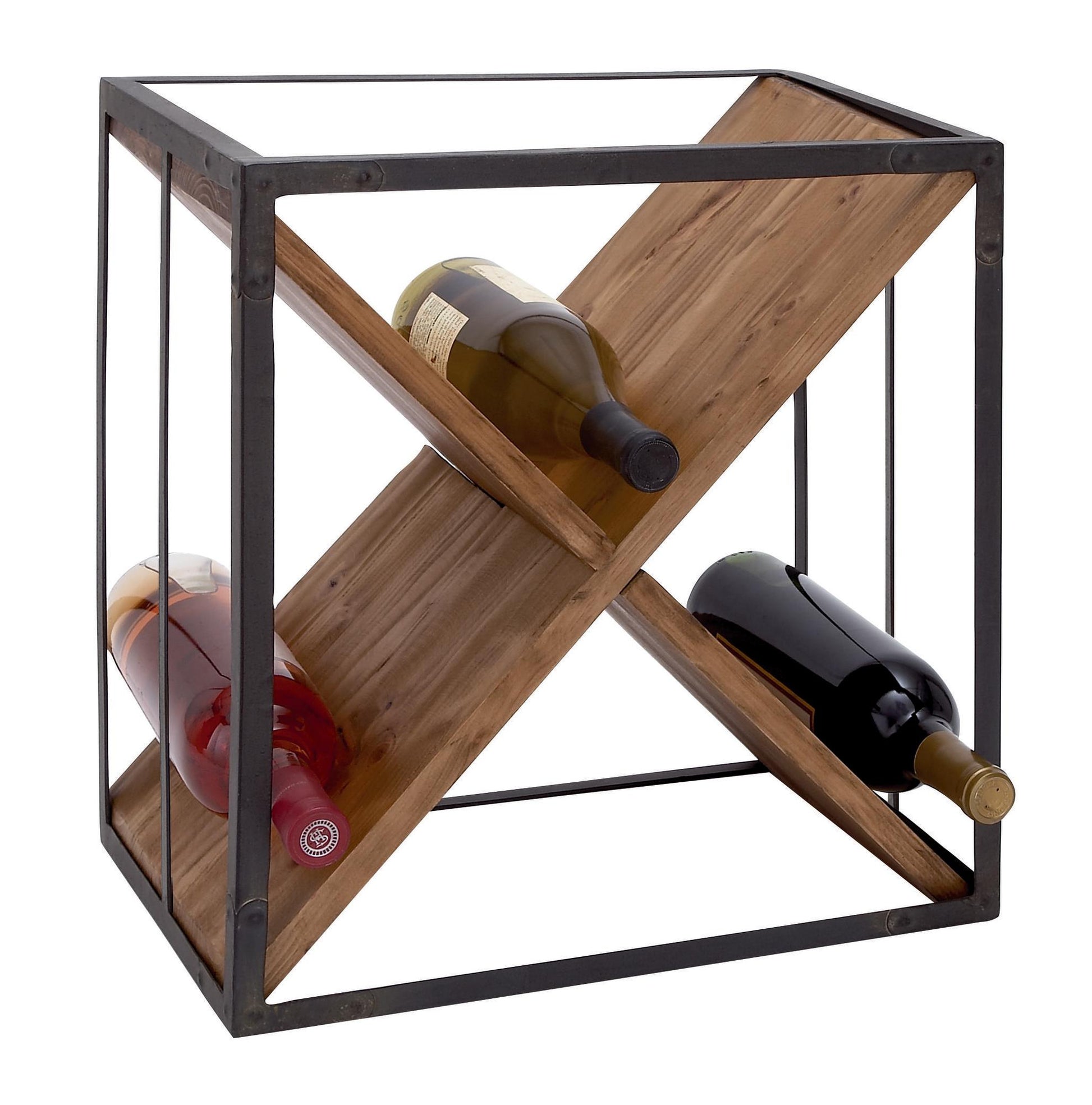 Cross Black Wood 9 Bottle Kitchen Wine Rack