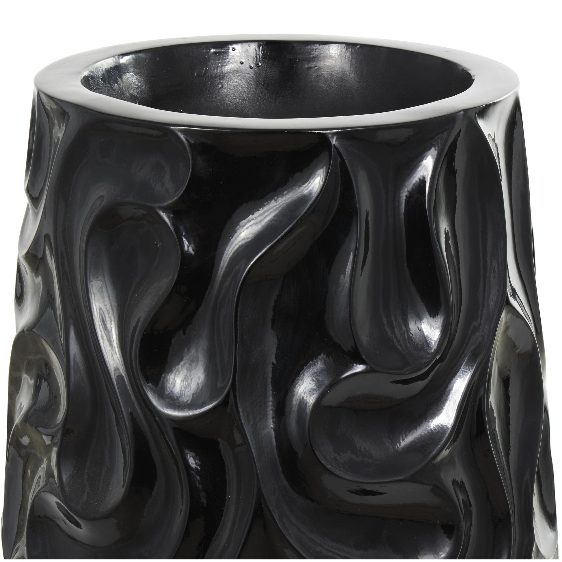 Resin Large Wavy Textured Floor Decorative Vase
