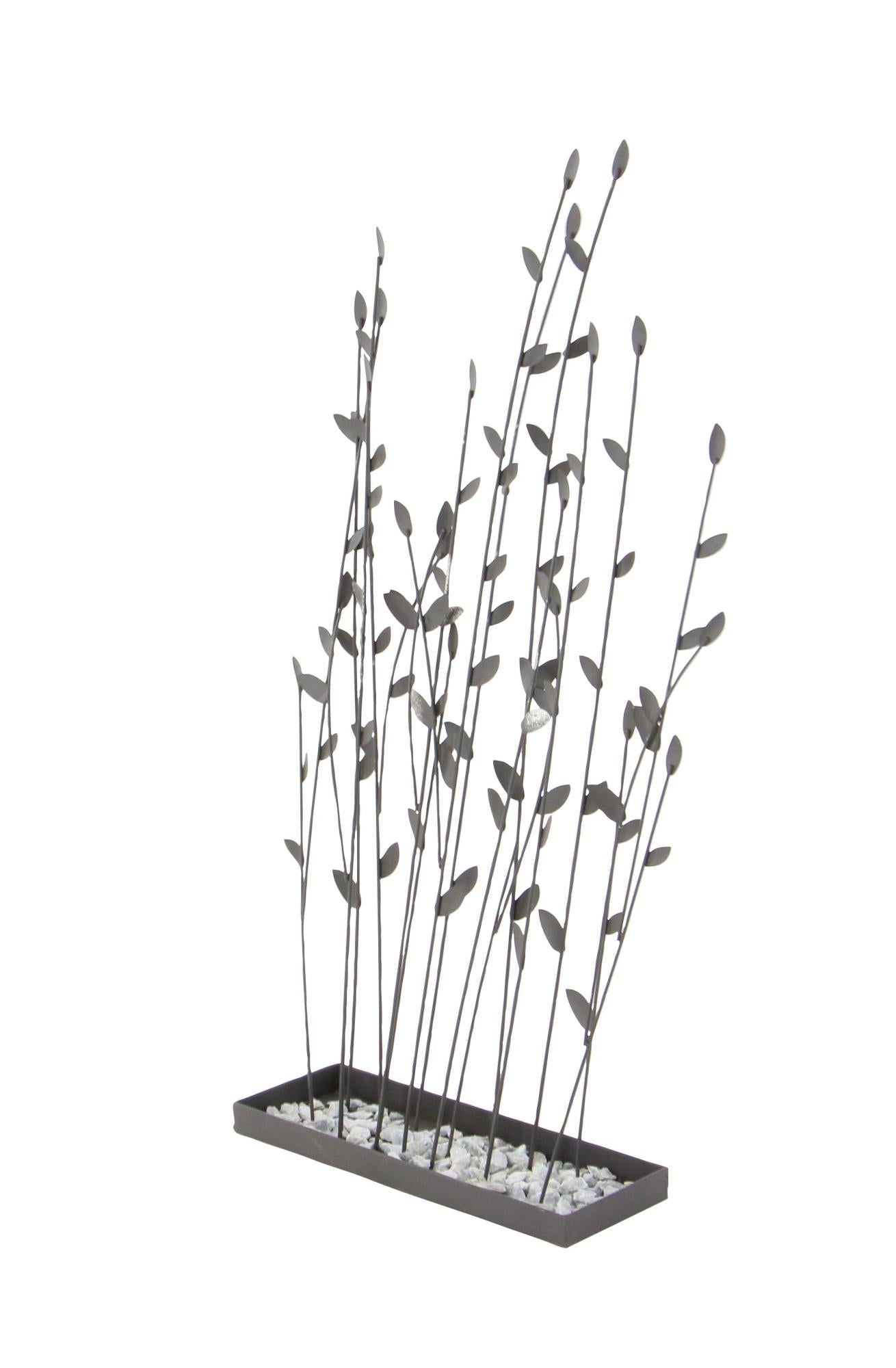 Floral Black Metal Decorative Sculpture with Loose Stones