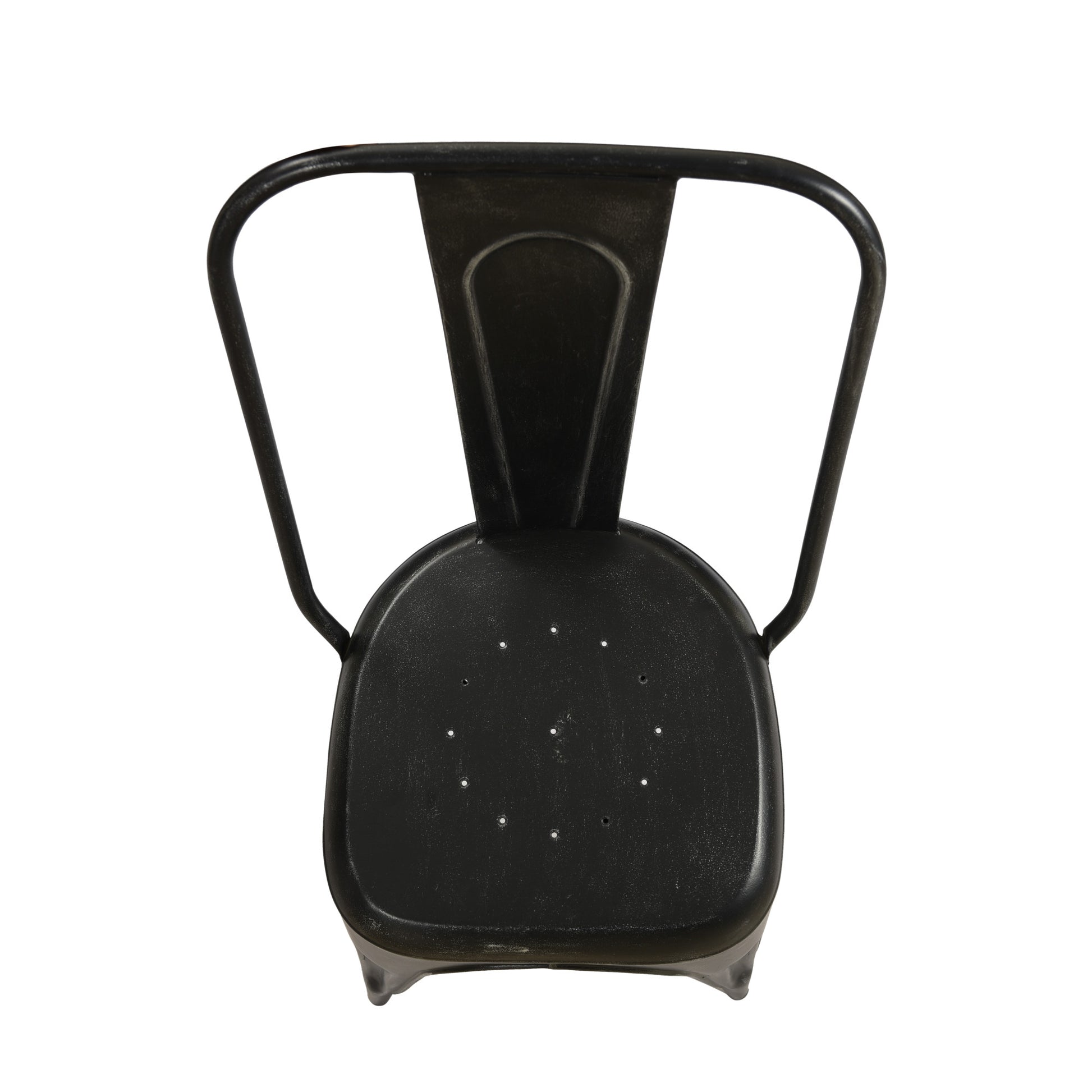 Brown Metal Weathered Cello Kitchen Dining Chair with Tapered Legs and Perforated Seat