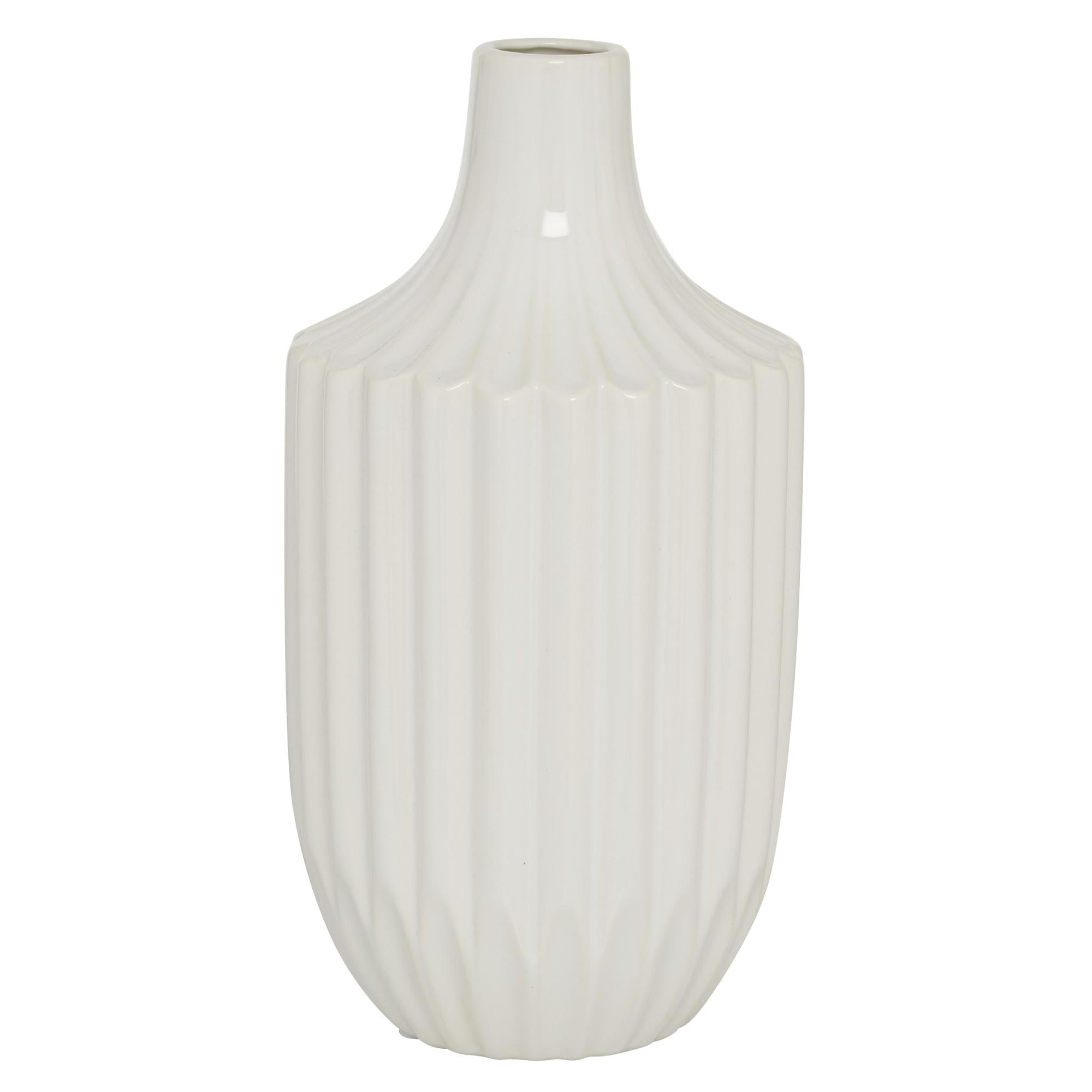 White Ceramic Fluted Decorative Vase