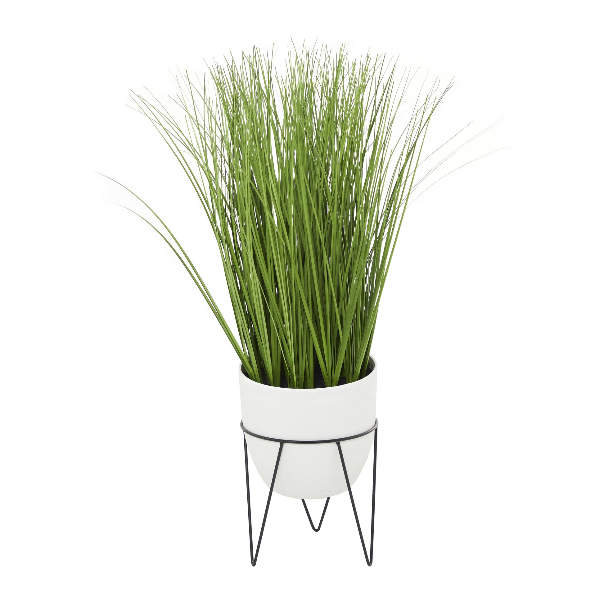 Wheatgrass Faux Foliage Indoor Outdoor Artificial Plant with Realistic Leaves and Metal Stand and Round Pot