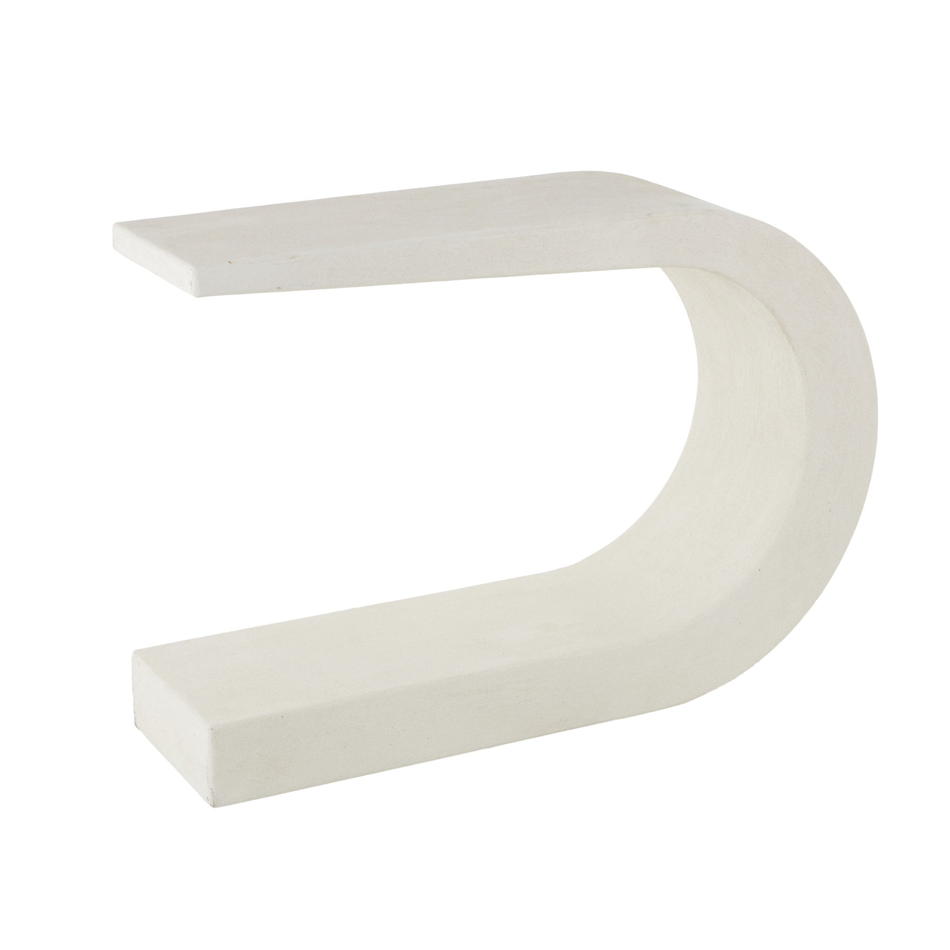 White Wooden C-Shaped Living Room Console Table