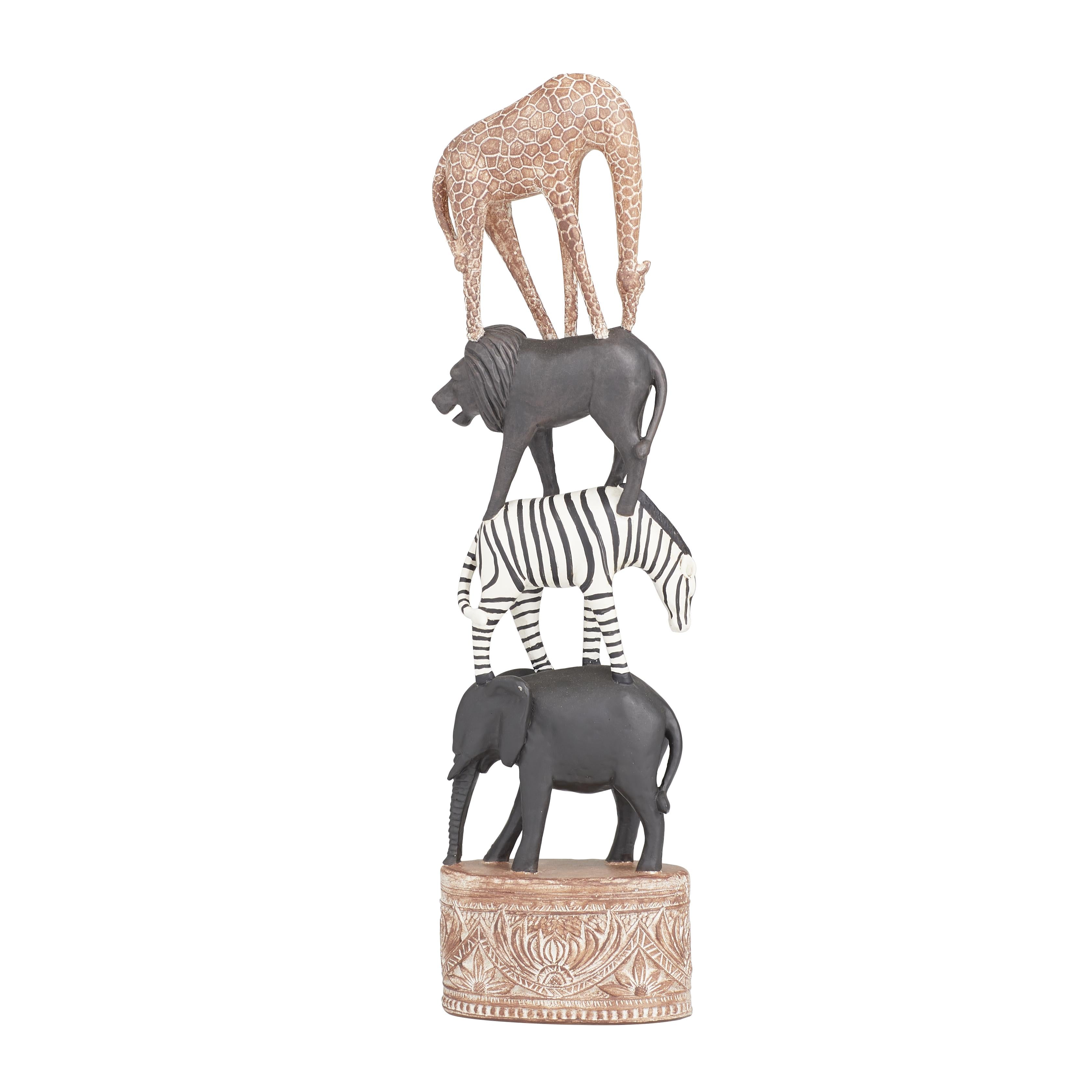 Safari Animals Multi Colored Polyresin Decorative Sculpture