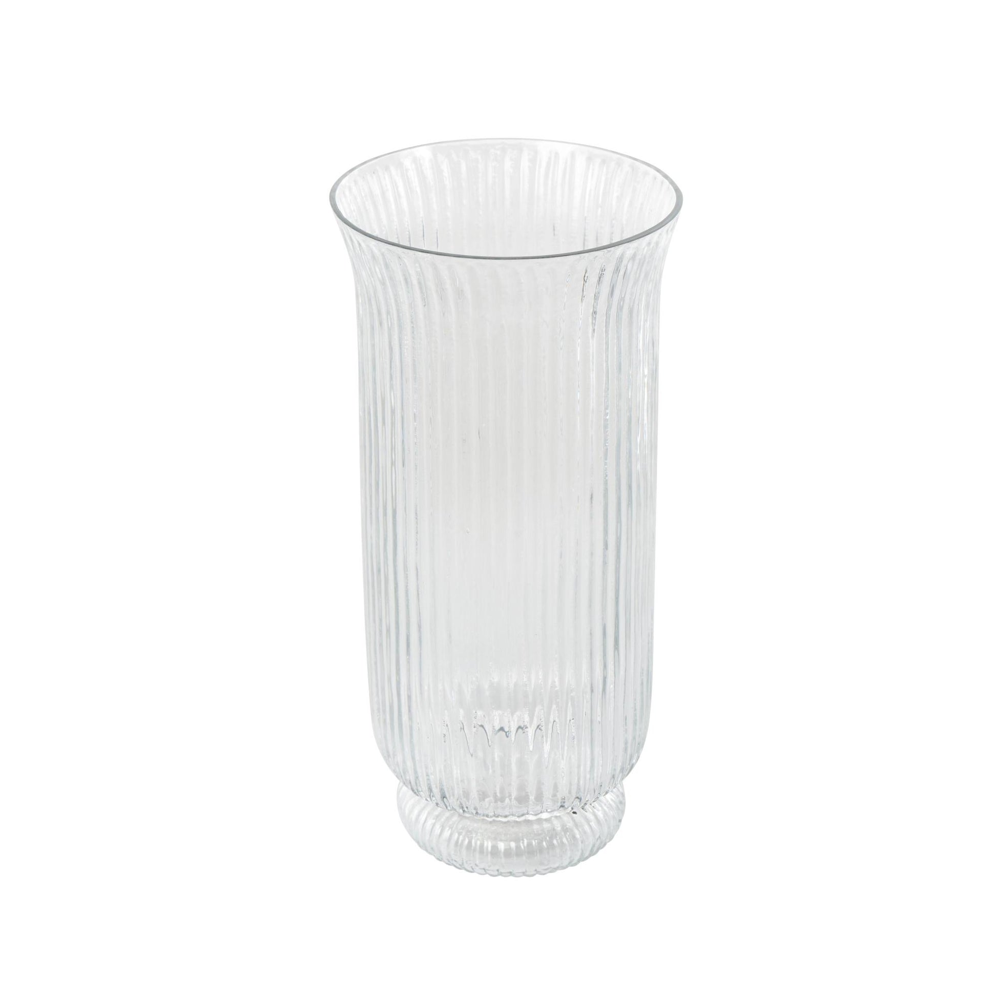 Clear Glass Ribbed Fluted Decorative Candle Holder