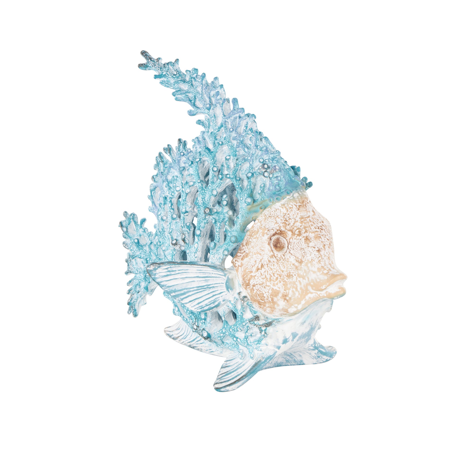 Fish Polystone Textured Decorative Sculpture with White Fins