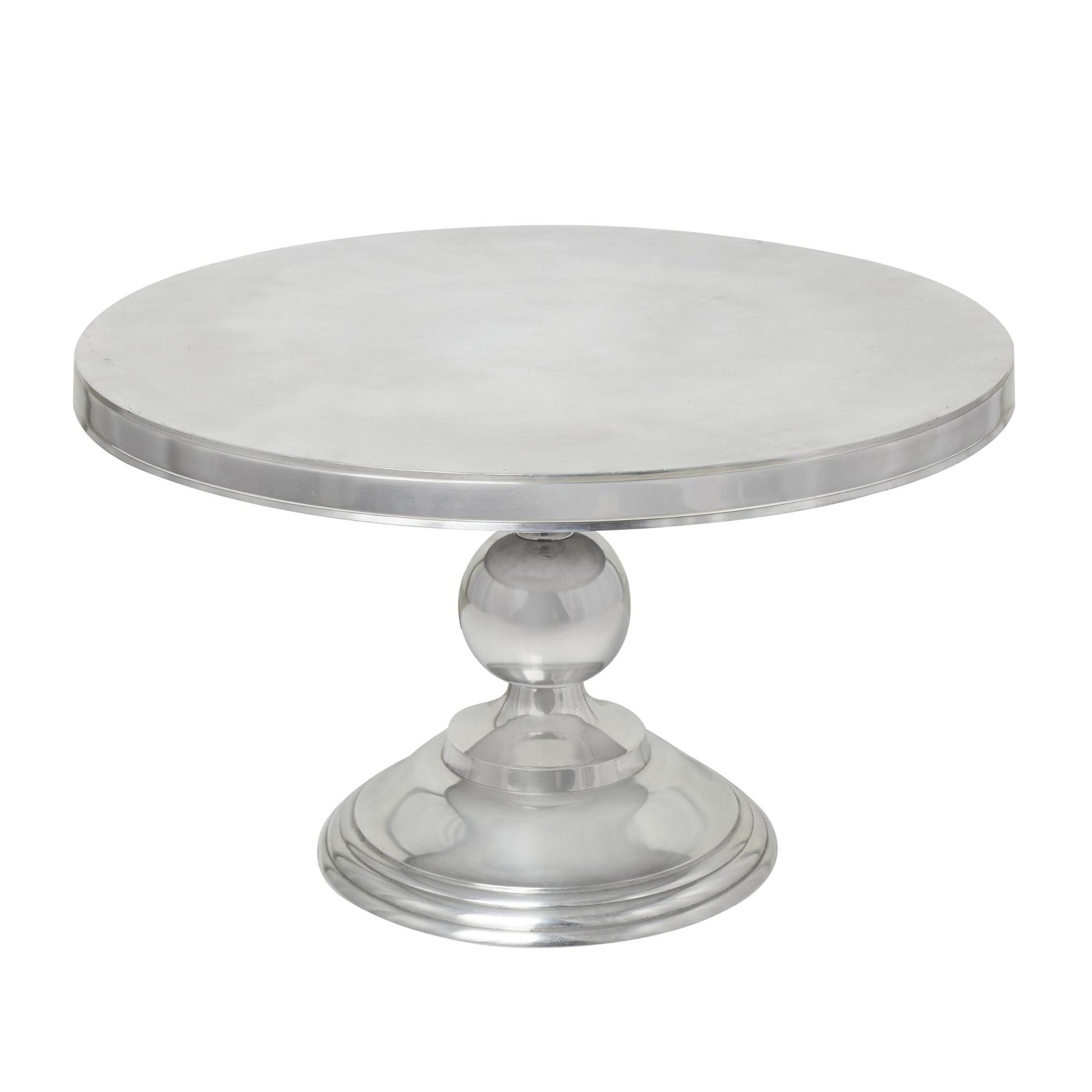 Aluminum Metal Sleek Ball Centered Base Living Room Coffee Table with Pedestal Base 30" x 30" x 19"