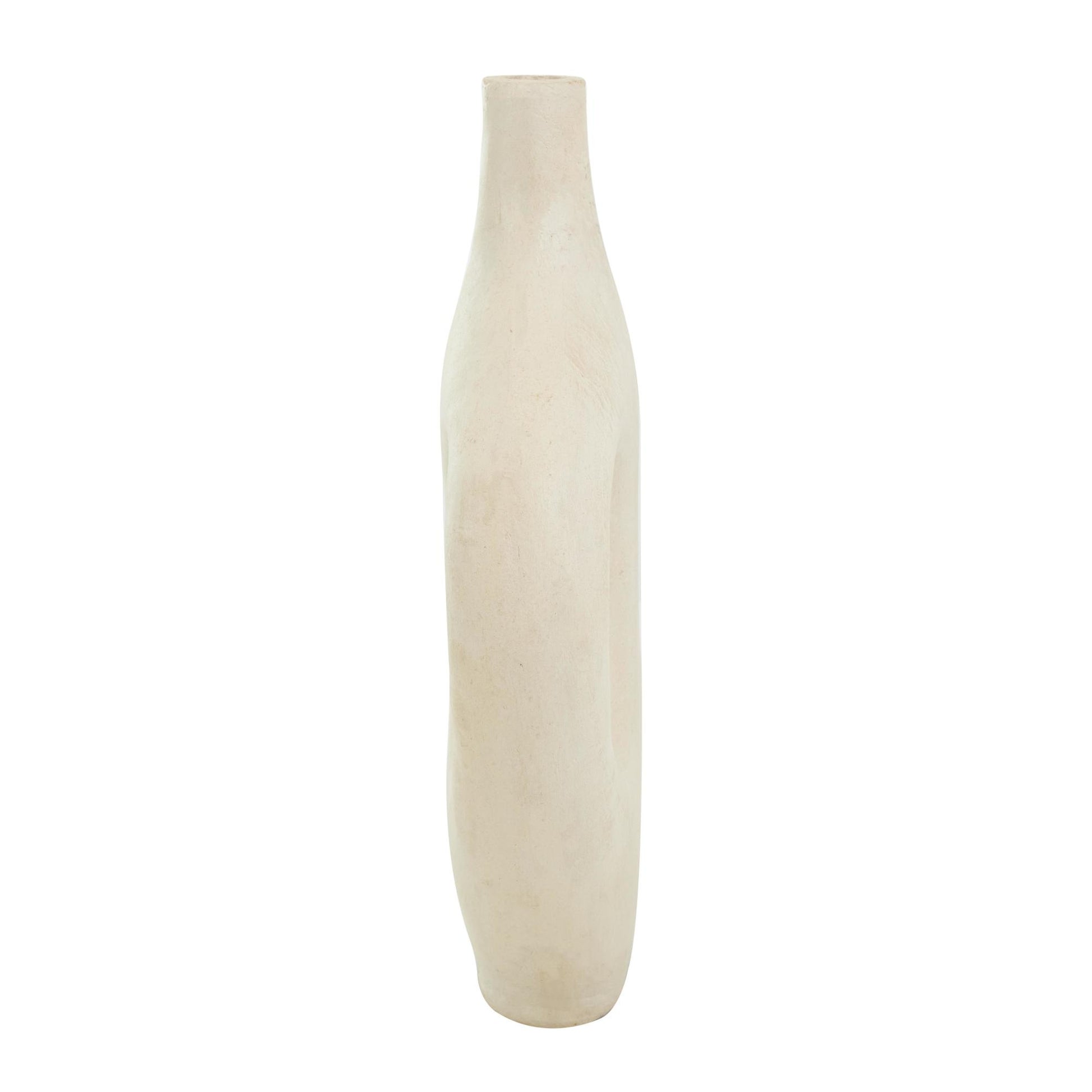 Abstract Beige Paper Mache Double Handle Decorative Vase