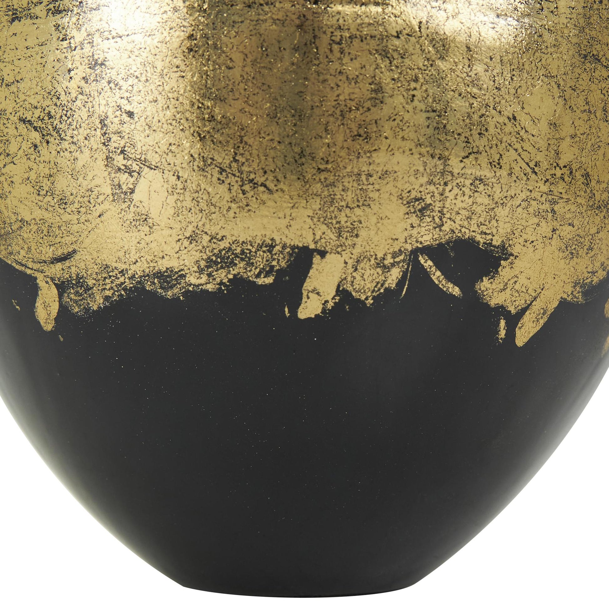 Black Metal Abstract Decorative Vase with Gold Detailing