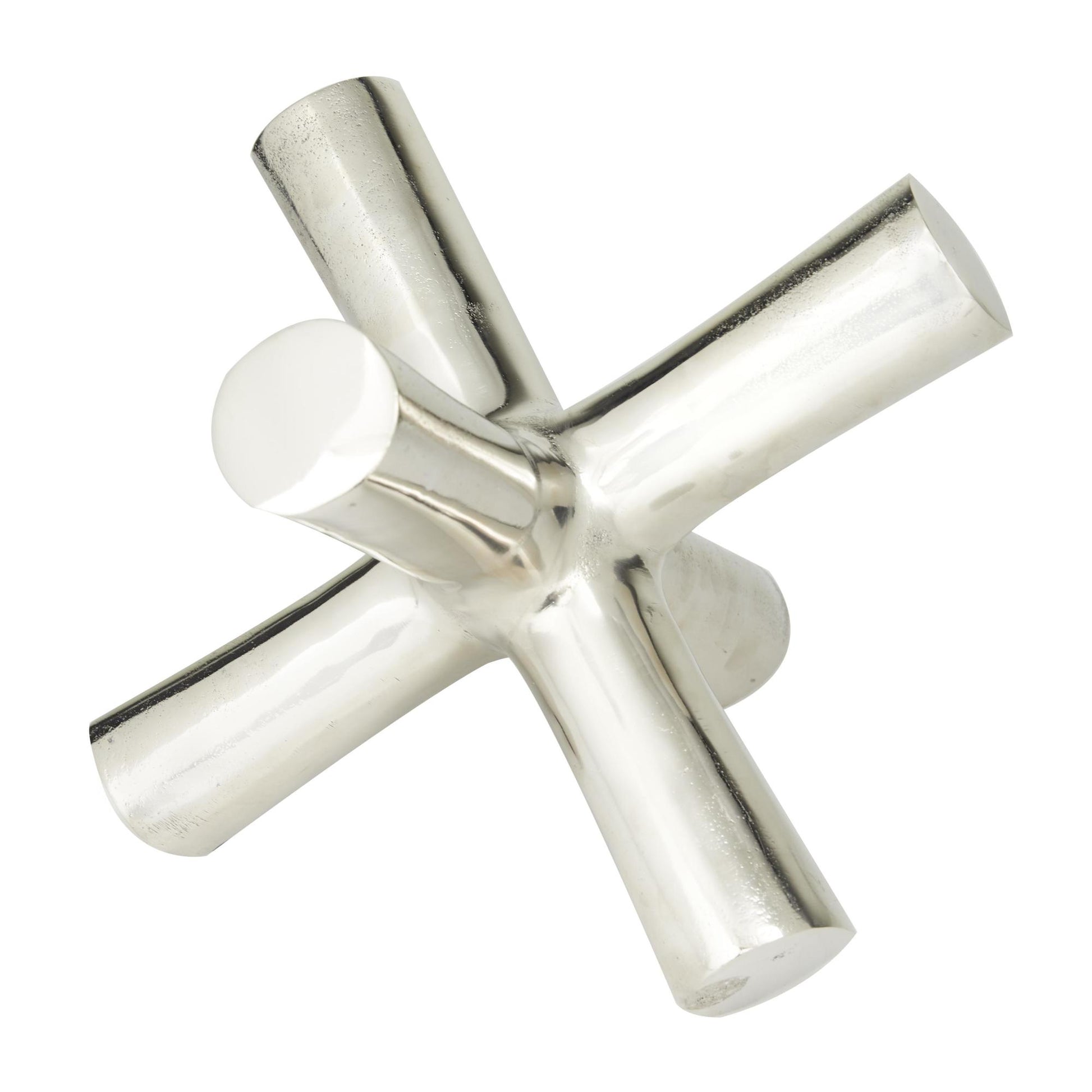 Abstract Aluminum Metal Jack Decorative Sculpture 10" x 10" x 9"