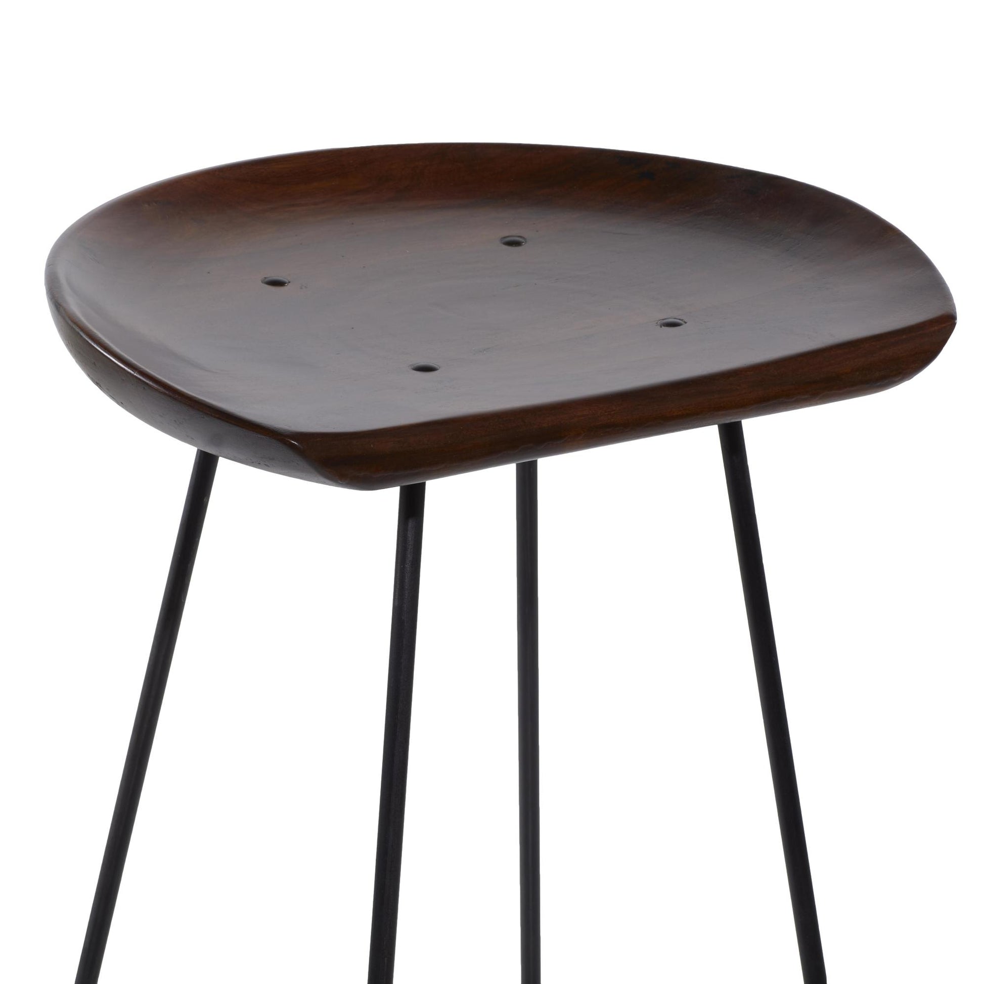 Brown Wood Kitchen Bar Stool with Wood Seat