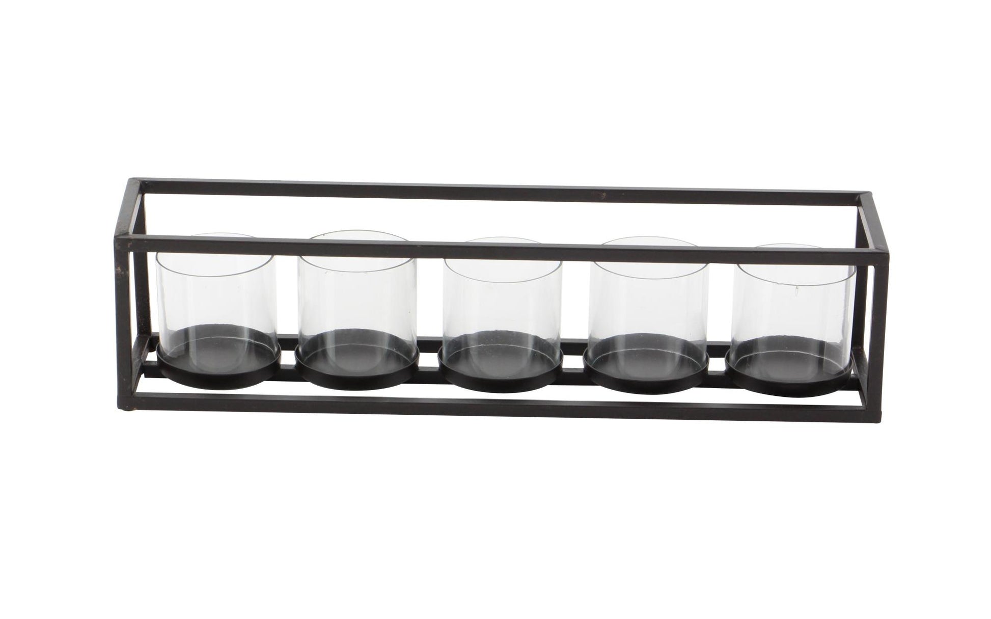 Black Metal 5 Glass Sleeve Decorative Candelabra