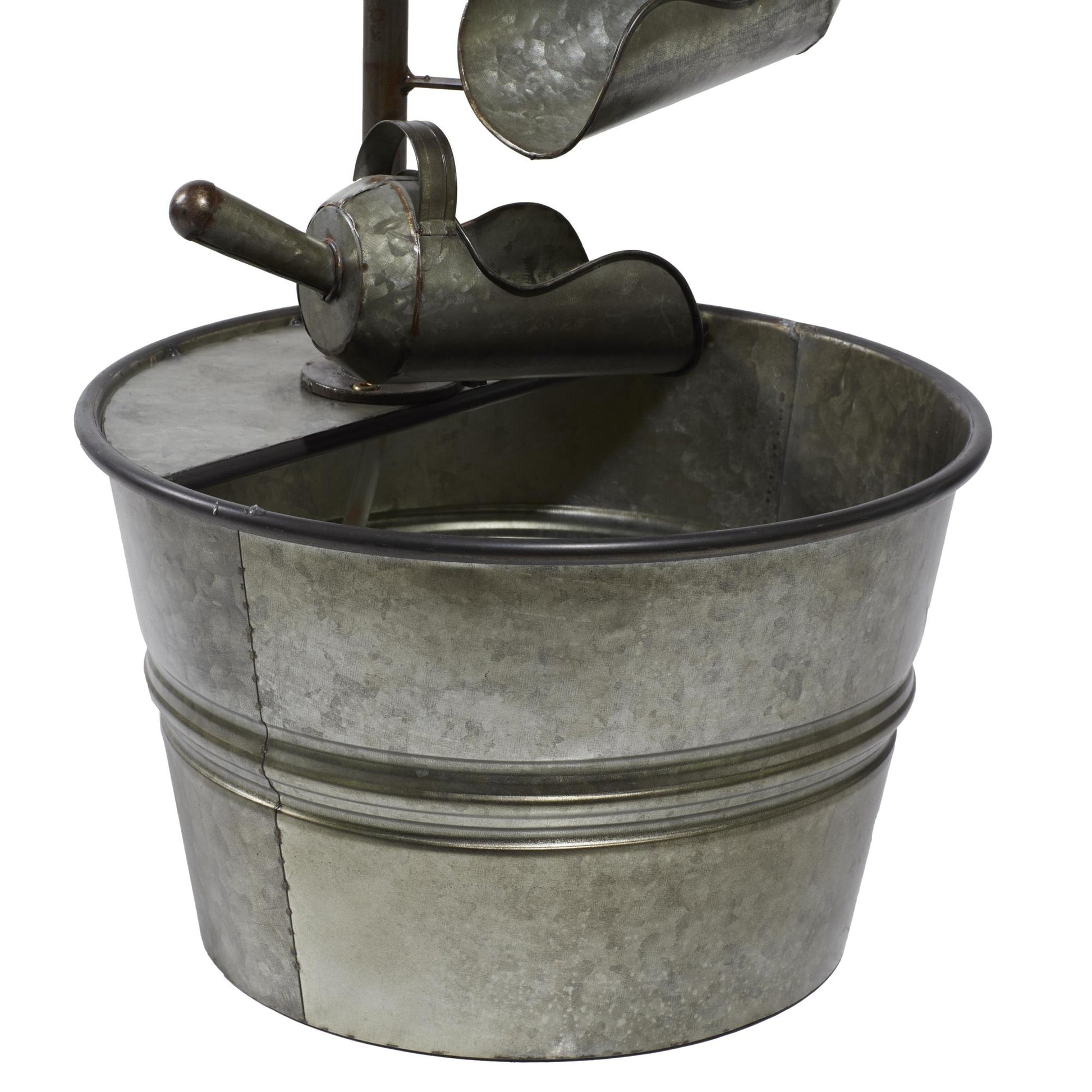 Gray Metal Indoor Outdoor Fountain with Watering Cans