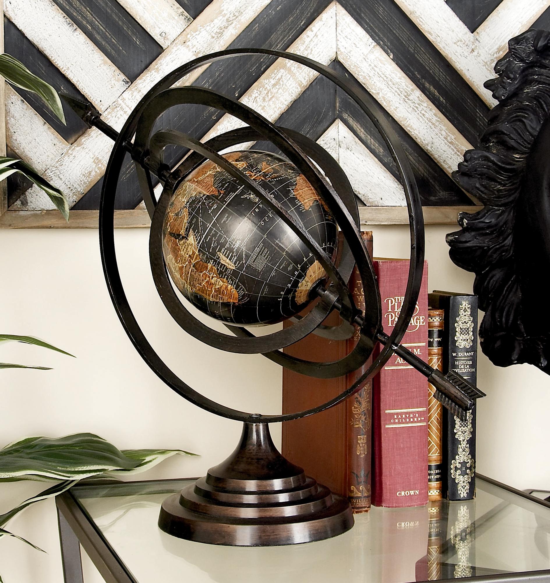 Compass Black Aluminum Metal Educational/Geographic Earth Globe