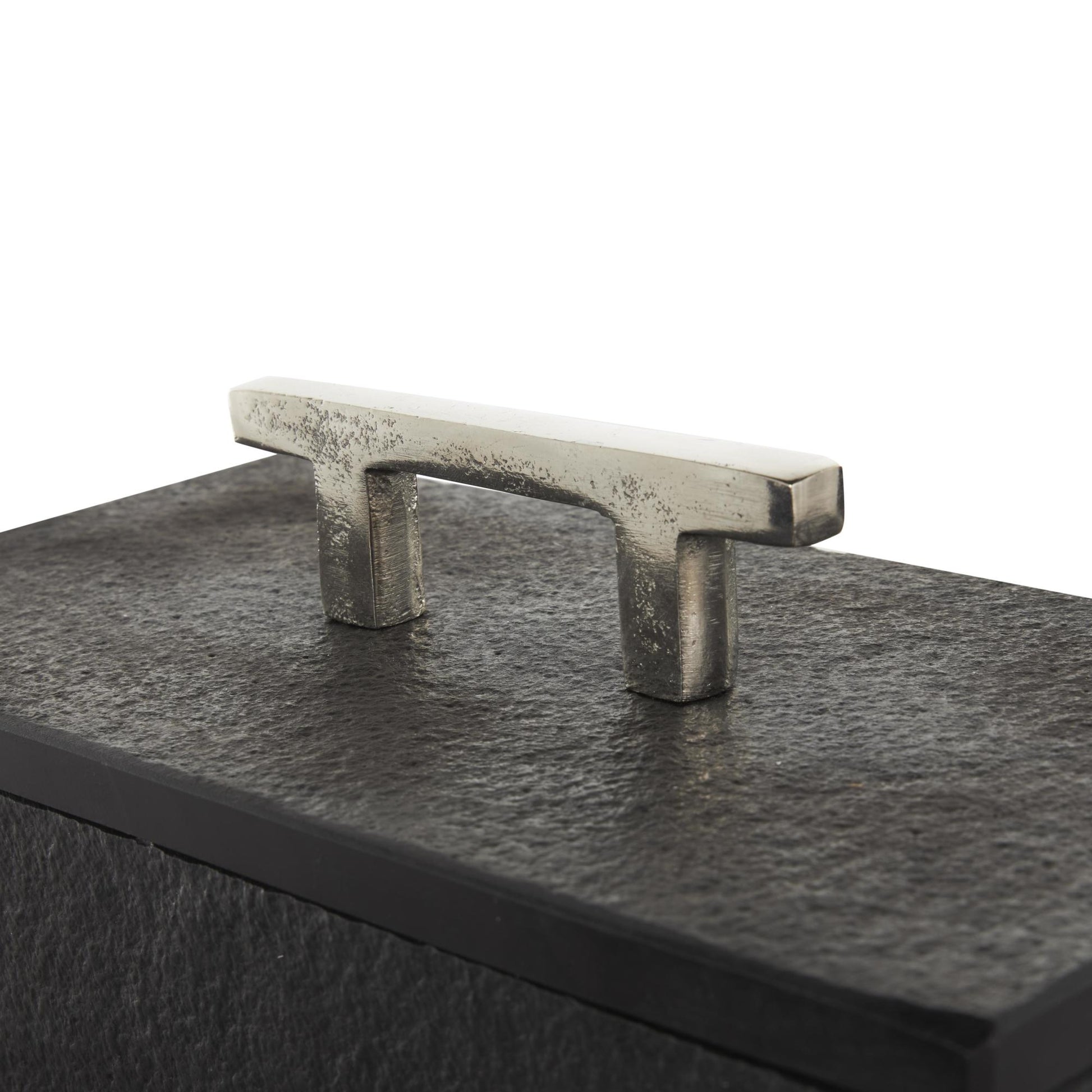Set of 3 Marble Decorative Box with Aluminum Bar Handles Set of 3 12", 10", 8"W