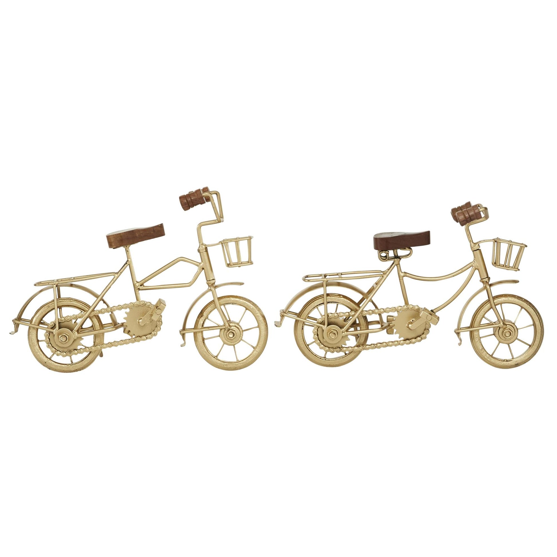 Set of 2 Bike Metal Decorative Sculpture with Wood Accents