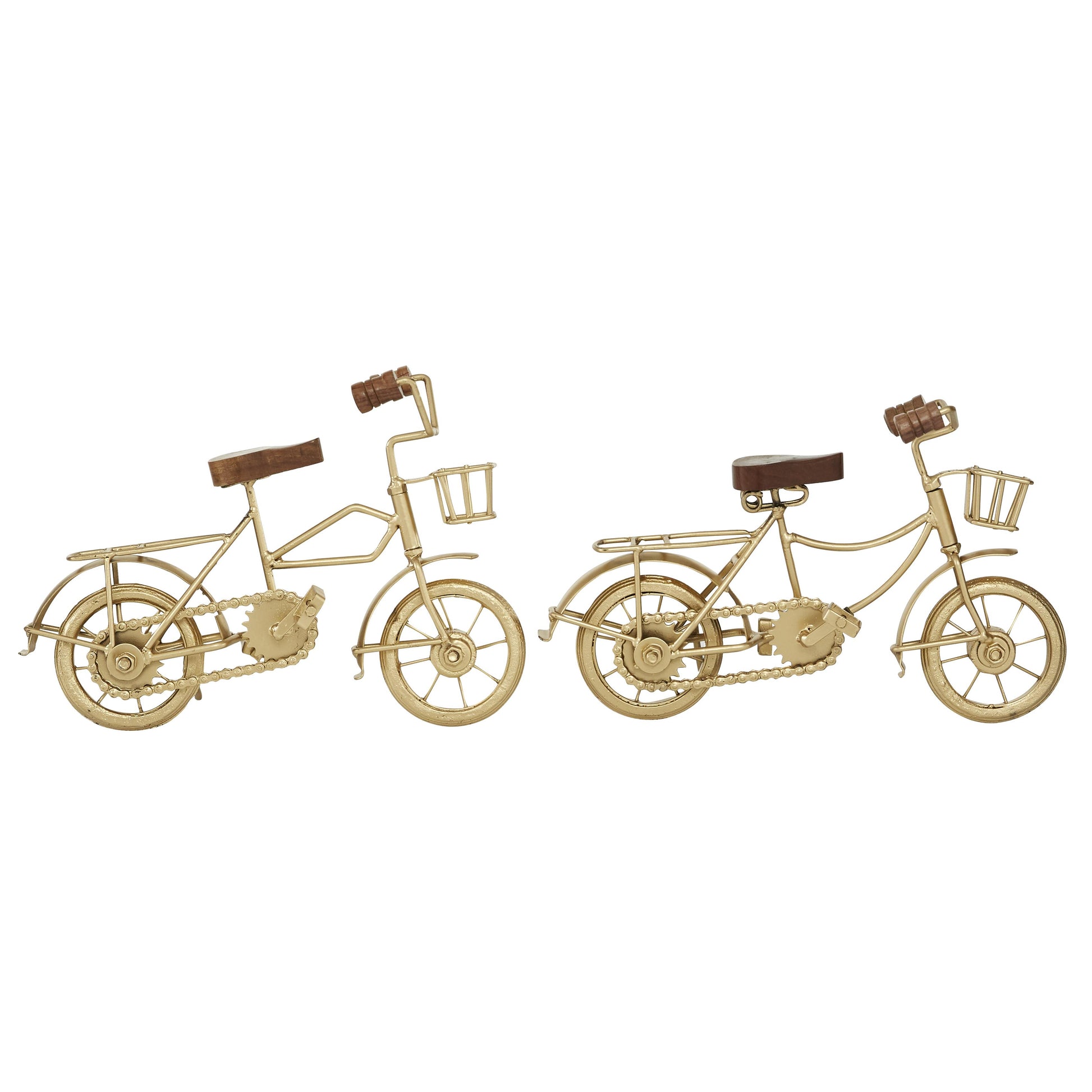 Set of 2 Bike Metal Decorative Sculpture with Wood Accents