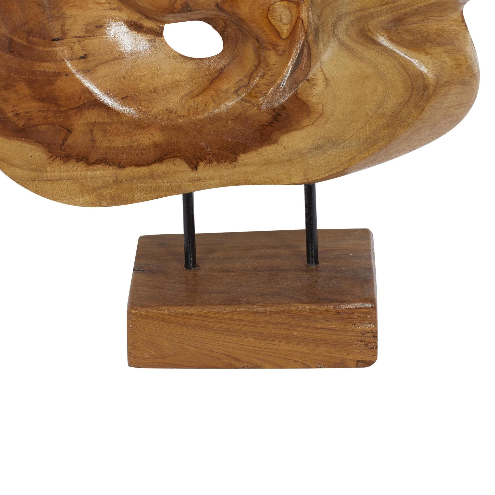 Abstract Brown Teak Wood Handmade Live Edge Decorative Sculpture