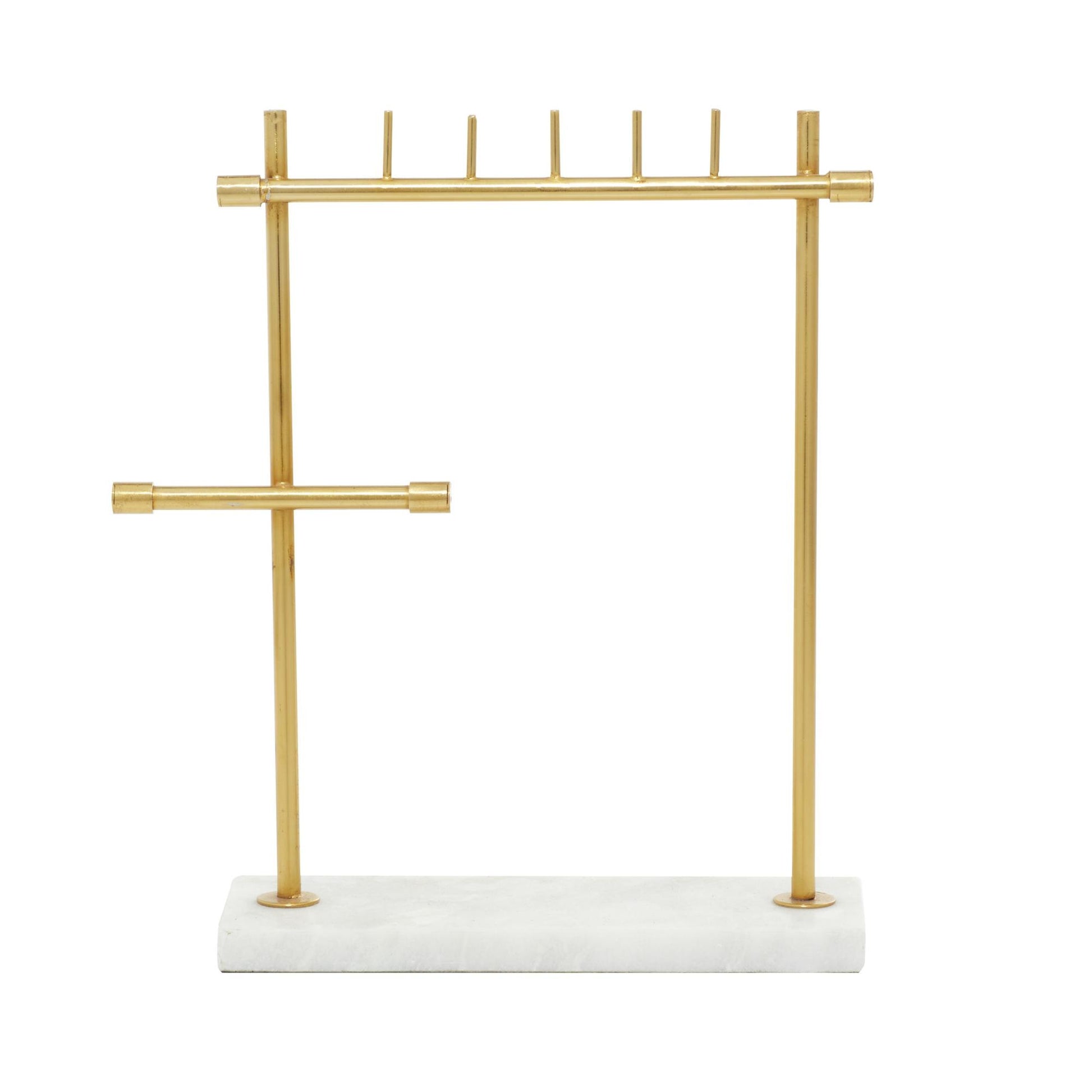 Gold Marble Display Jewelry Stand with Rectangular Base