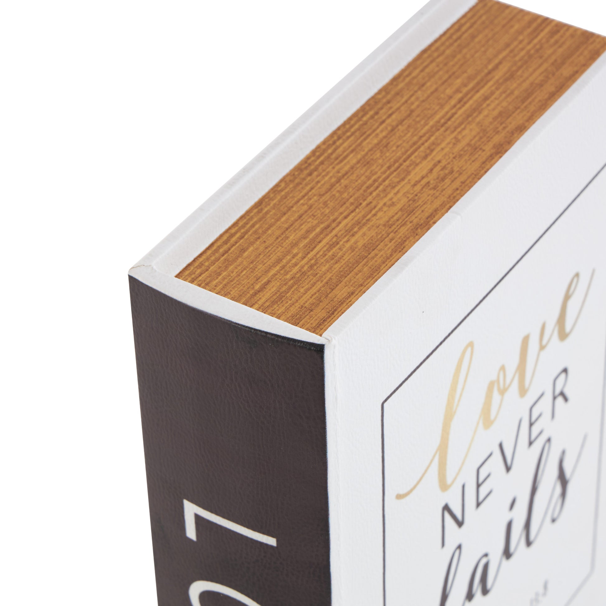 Set of 3 Text White Faux Leather Love, Hope, Faith Faux Book Storage Decorative Box