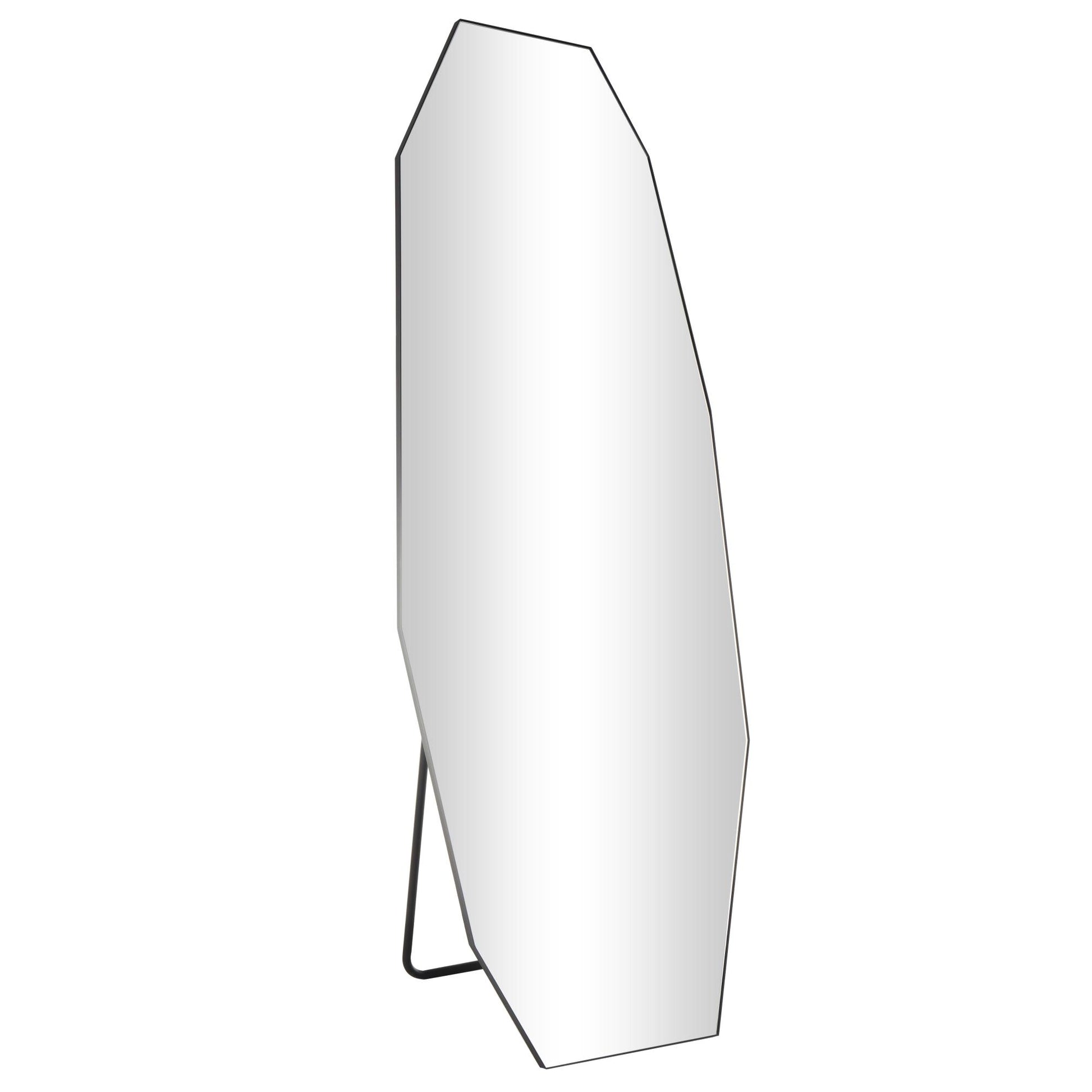 Geometric Black Metal Foldable Freestanding Decagon Room Floor Mirror