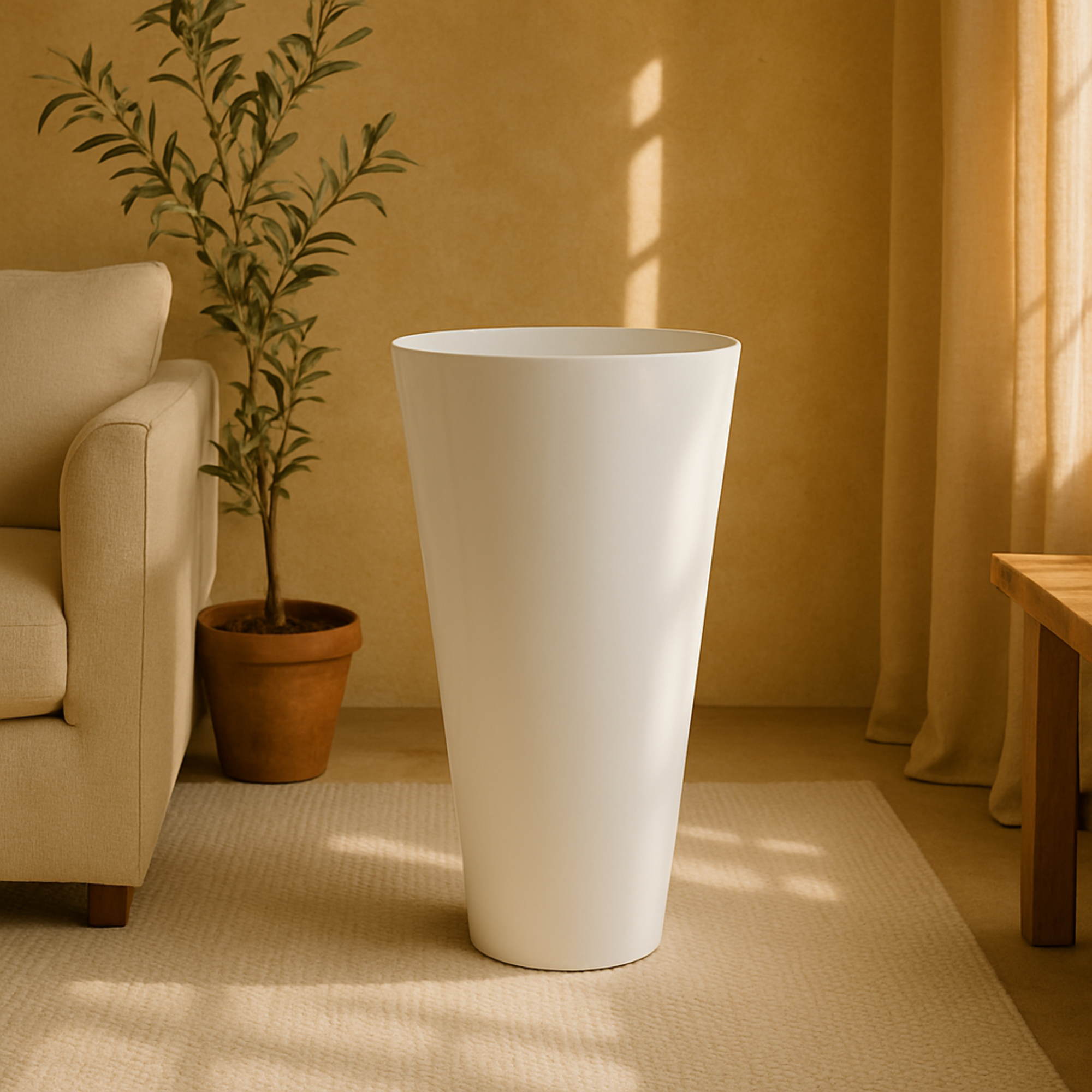 White Fiberglass Minimalistic Decorative Vase